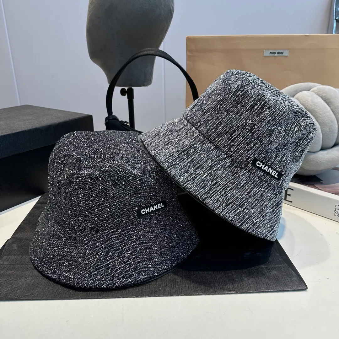 P60 Chanel large brim bucket hat, canvas hat, simple internet celebrity style, head circumference 57cm