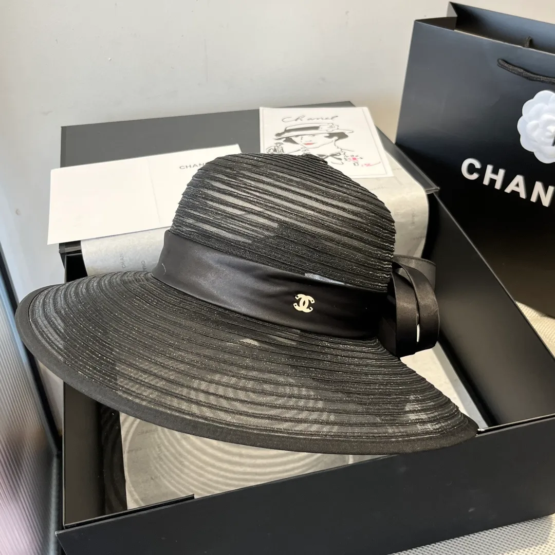 💰150¥ Chanel organza ladylike hat with satin bow, head circumference 57cm