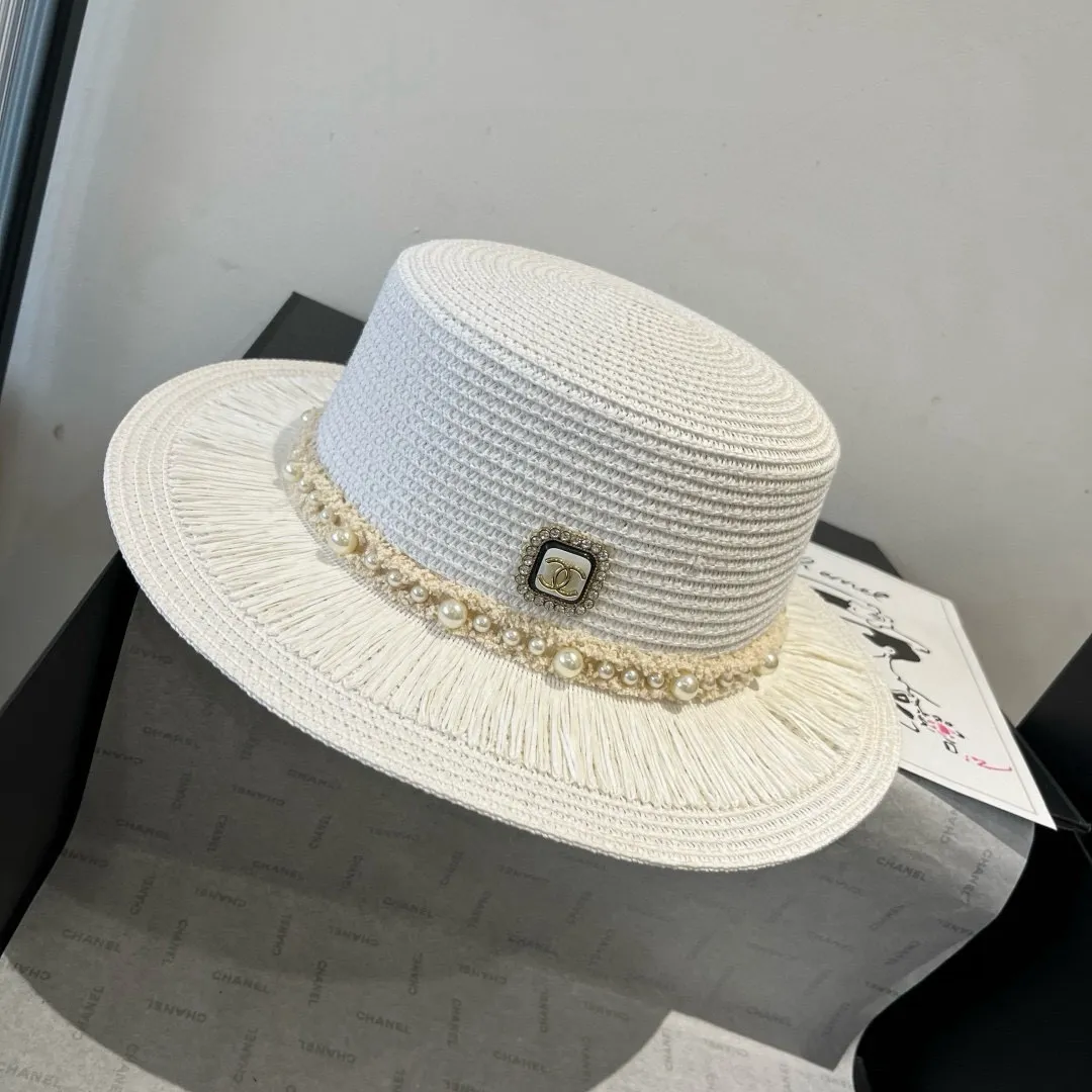 💰120¥ Chanel new flat-top straw hat, head circumference 57cm