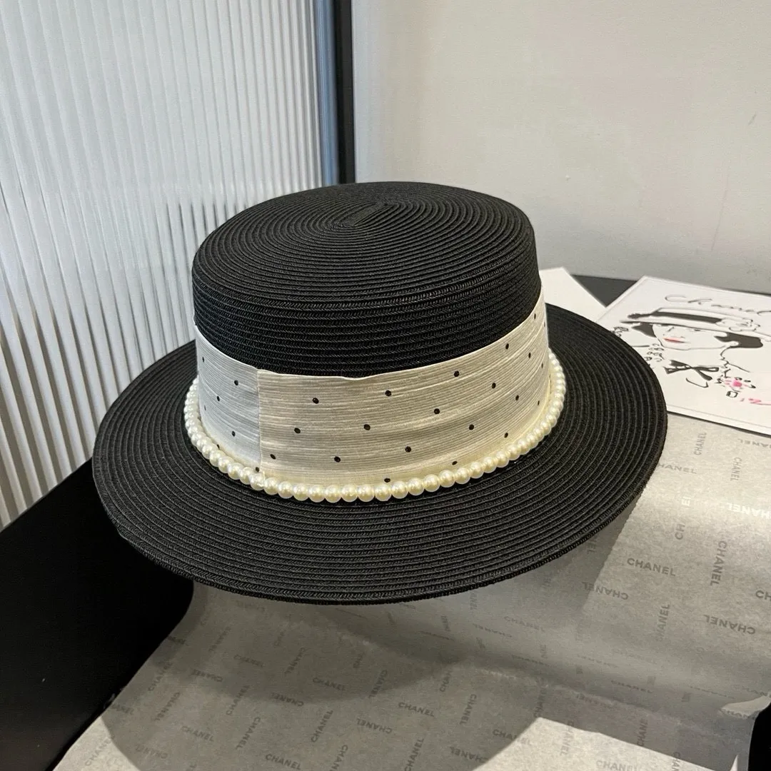 💰160¥ Chanel new flat top hat, Taiwan PP straw, head circumference 57cm