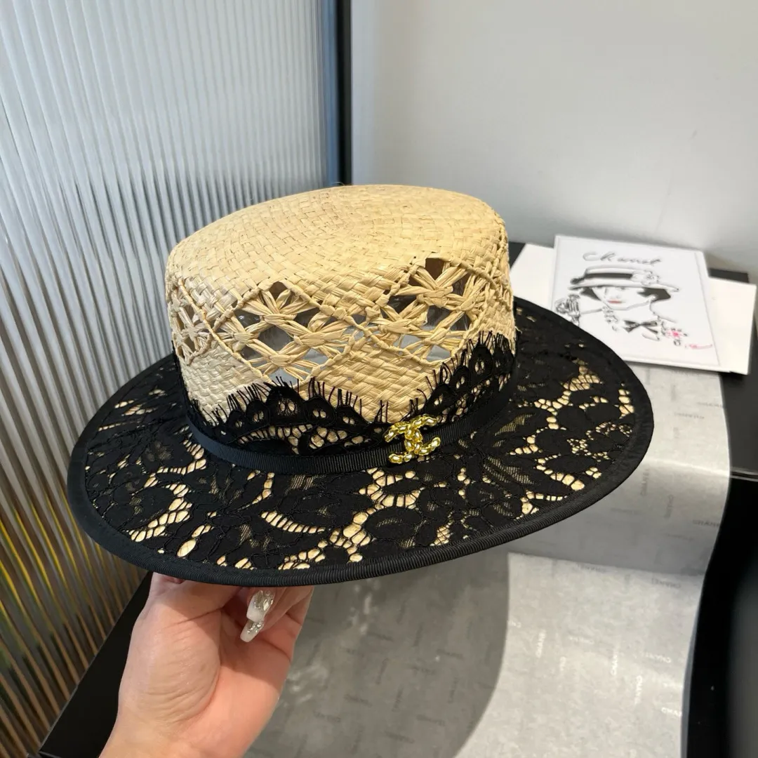 💰210¥ Chanel flat top hat, raffia hat, super heavy duty customization, head circumference 57cm