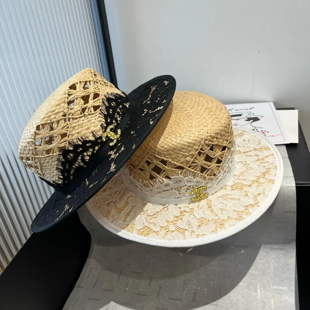 💰210¥ Chanel flat top hat, raffia hat, super heavy duty customization, head circumference 57cm