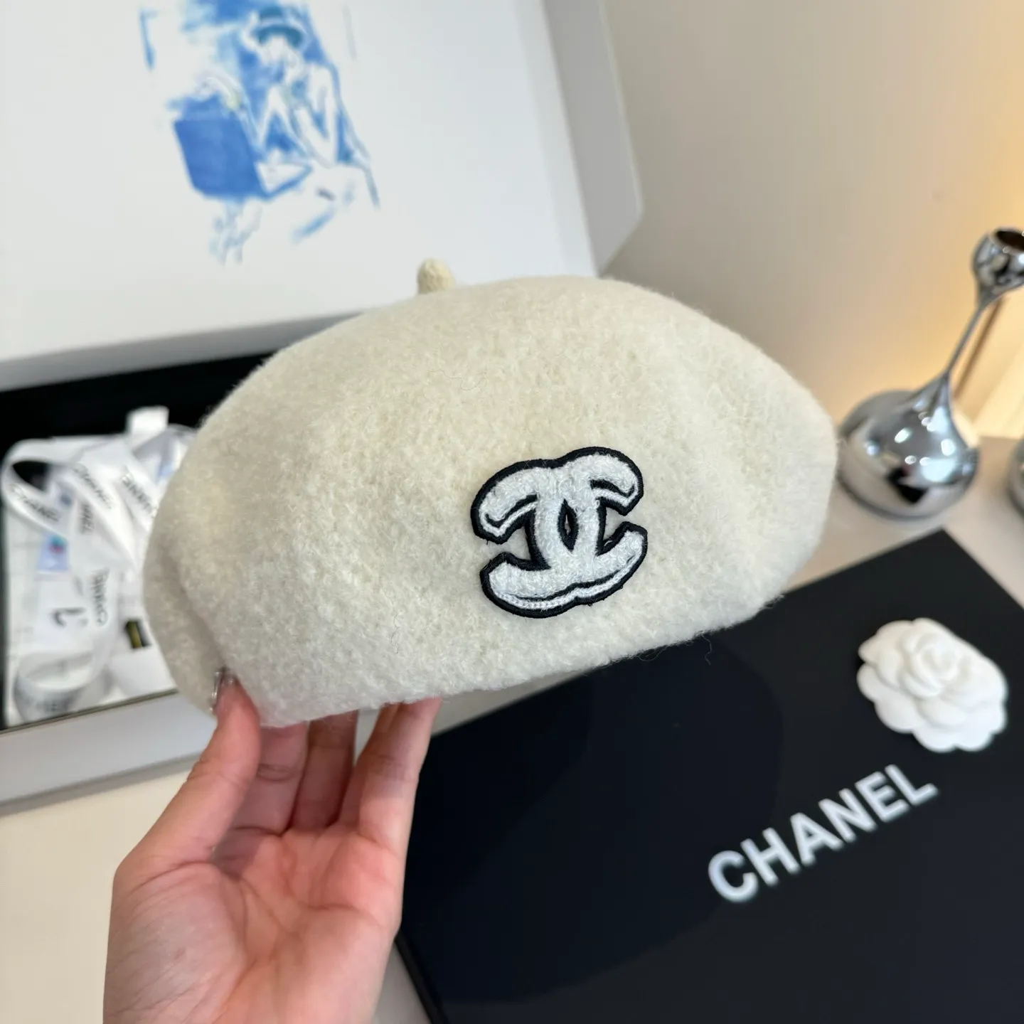 💰120¥ Chanel wool beret, pumpkin hat, 100% wool🦙 fabric, head circumference 57cm