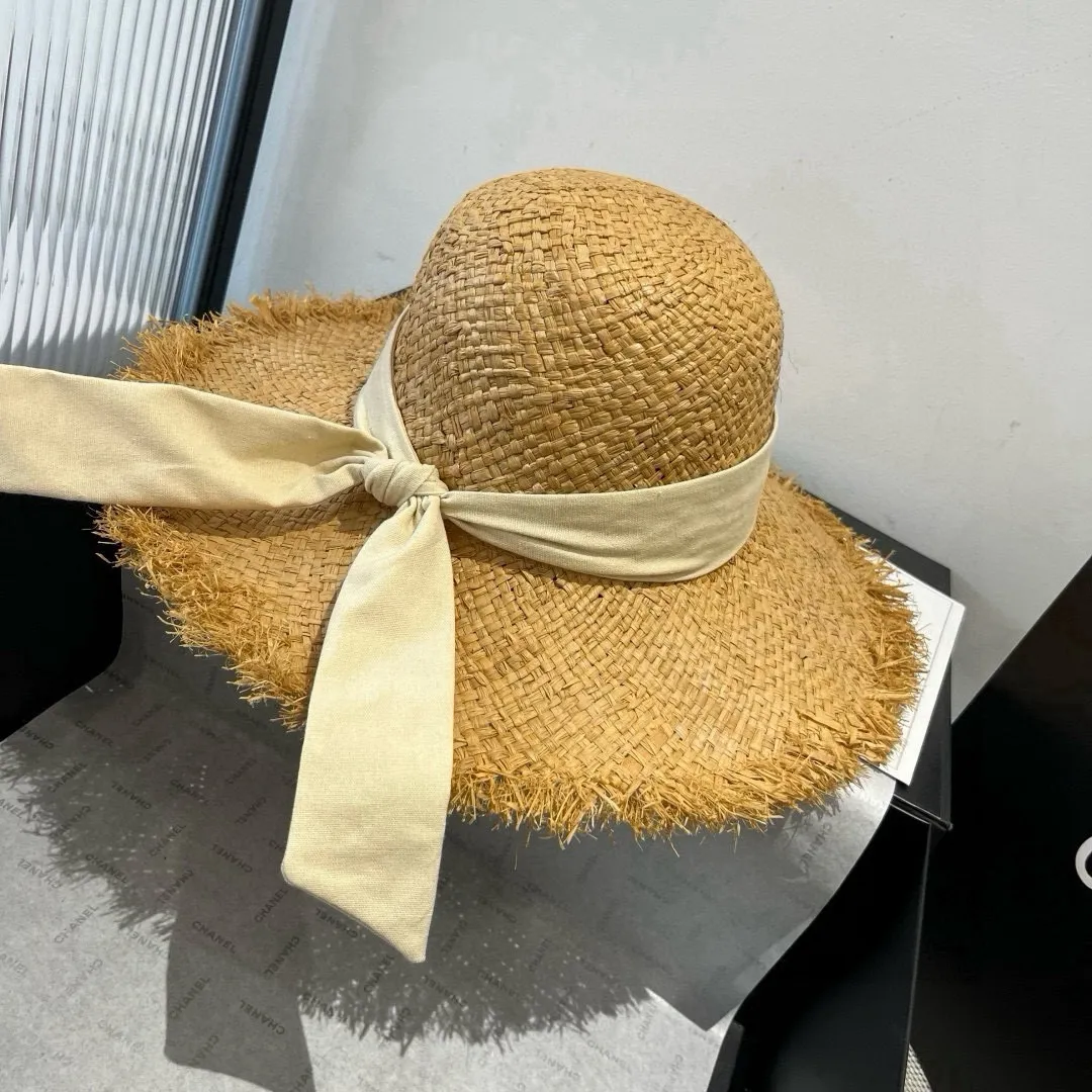 💰140¥ Chanel raffia sun hat, beach sun hat, head circumference 57cm