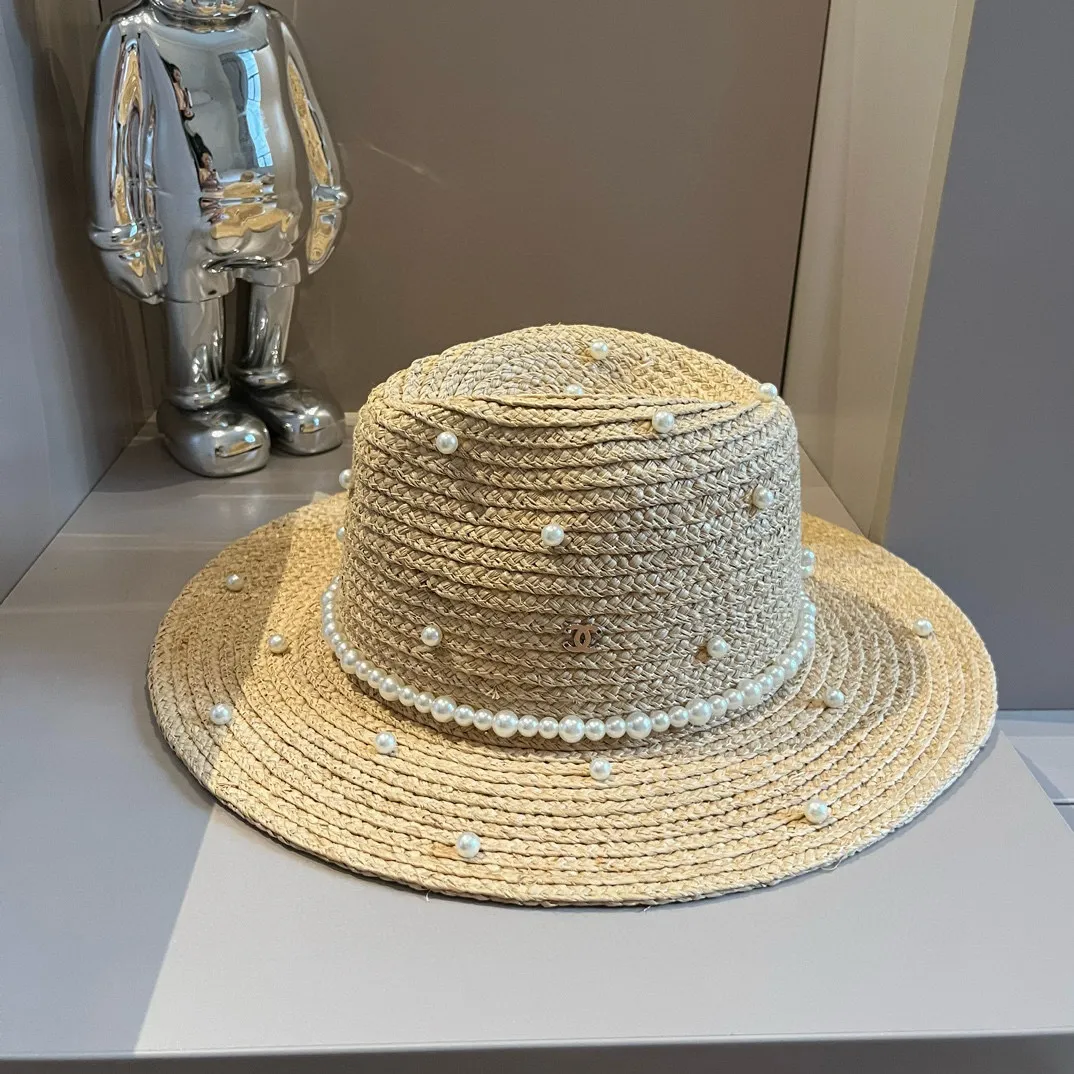 💰180¥ Chanel Chanel pearl raffia hat, made of raffia, heavy craftsmanship, head circumference 57cm