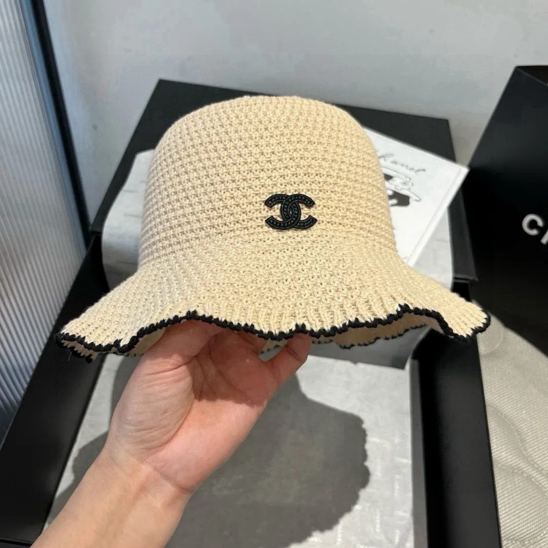 💰90¥ Chanel knitted handhook bucket hat, wavy edge top hat, head circumference 57cm