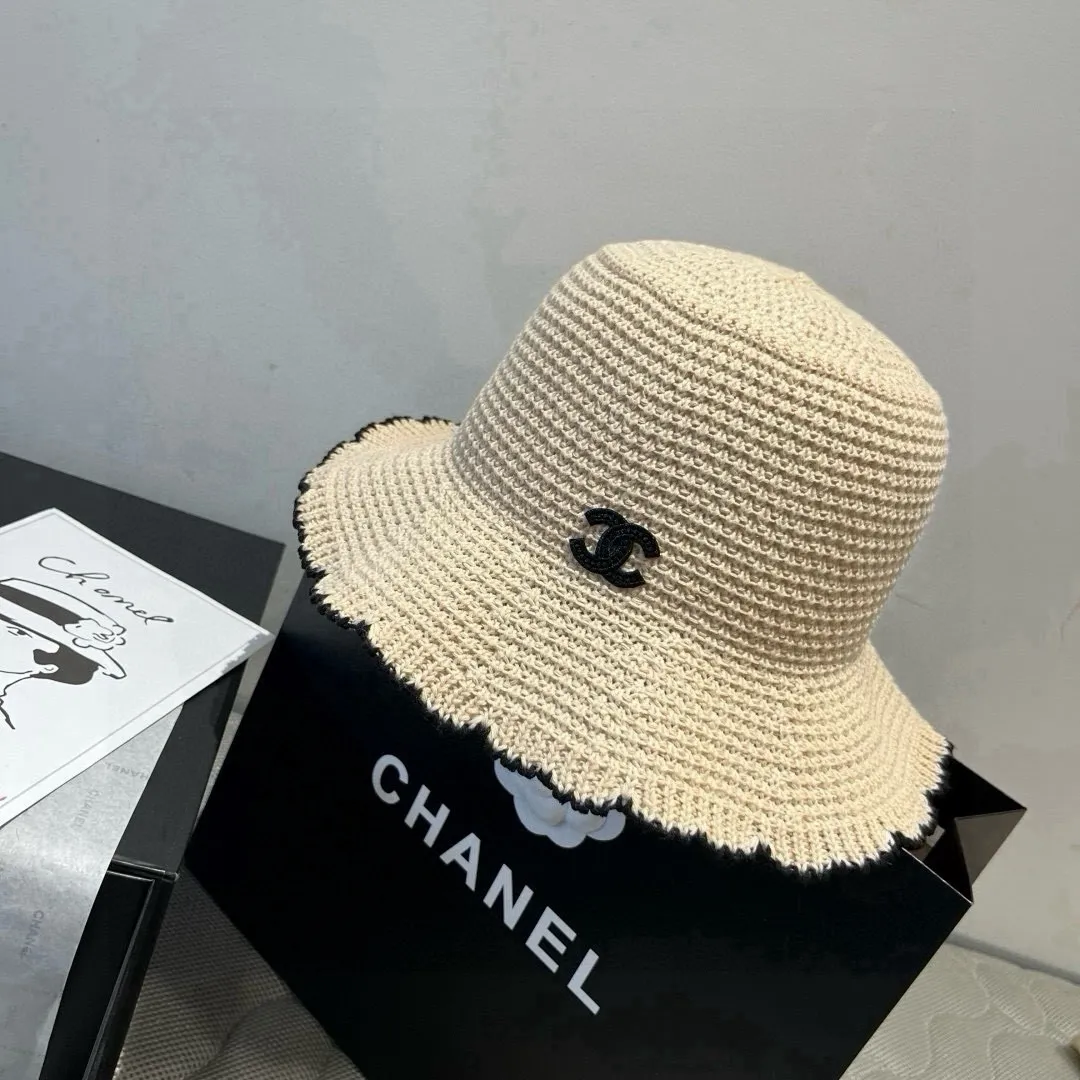 💰90¥ Chanel knitted handhook bucket hat, wavy edge top hat, head circumference 57cm