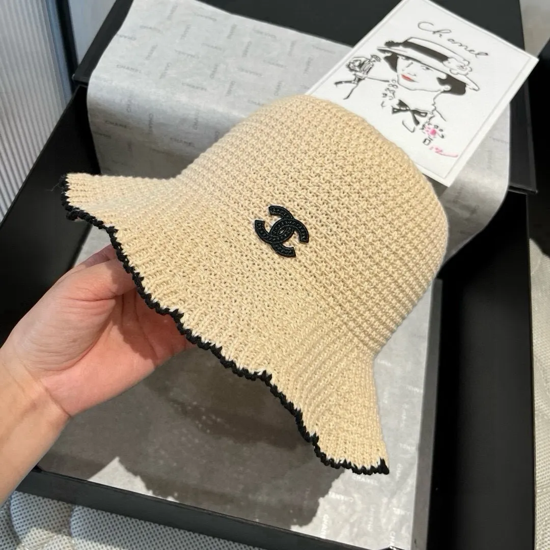 💰90¥ Chanel knitted handhook bucket hat, wavy edge top hat, head circumference 57cm