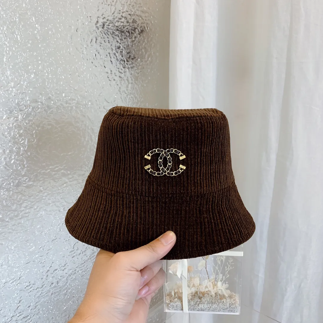 P90 👒Chanel Chanel corduroy bucket hat, simple and elegant bucket hat for autumn and winter, black, rice and khaki three colors, head circumference 57cm