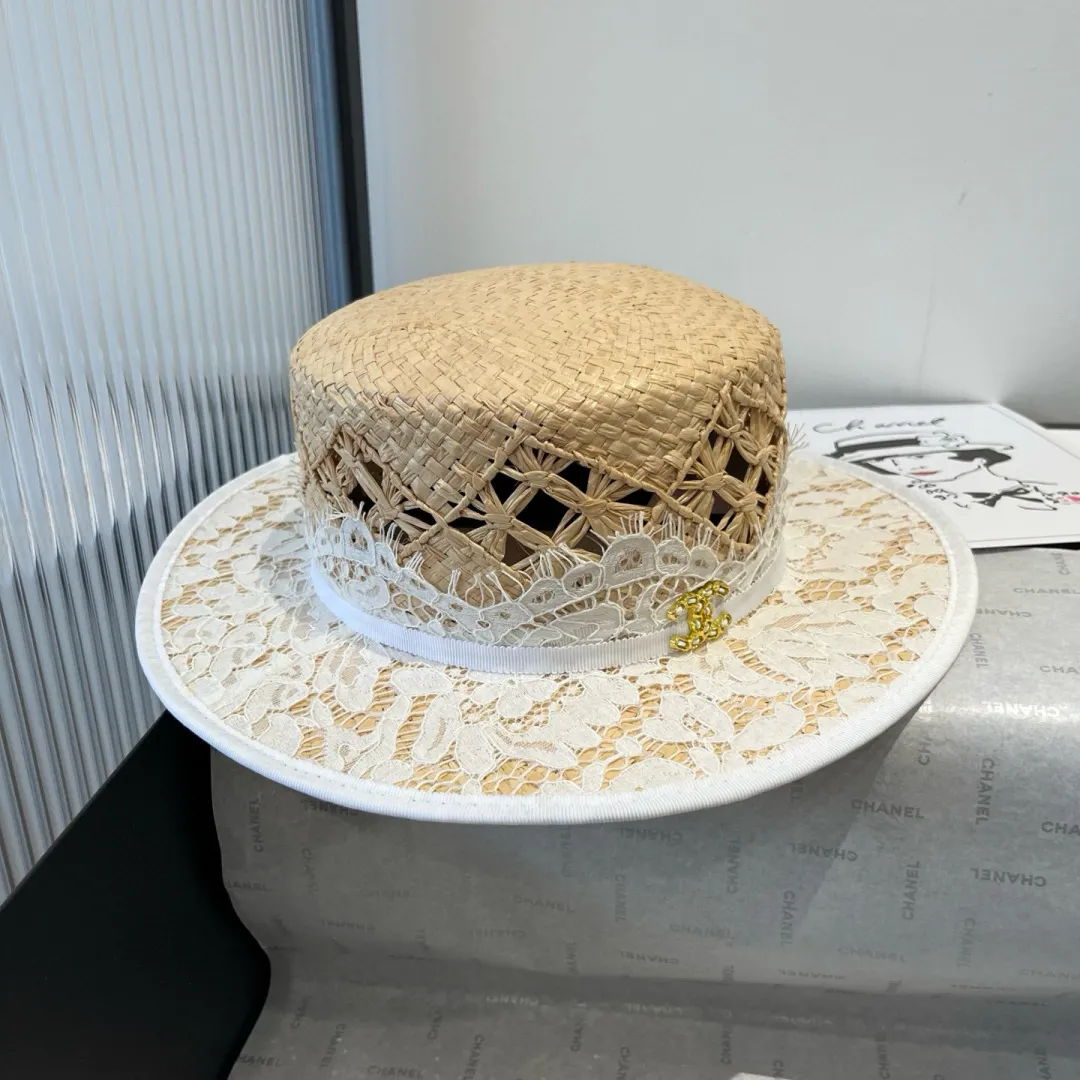 💰210¥ Chanel flat top hat, raffia hat, super heavy duty customization, head circumference 57cm