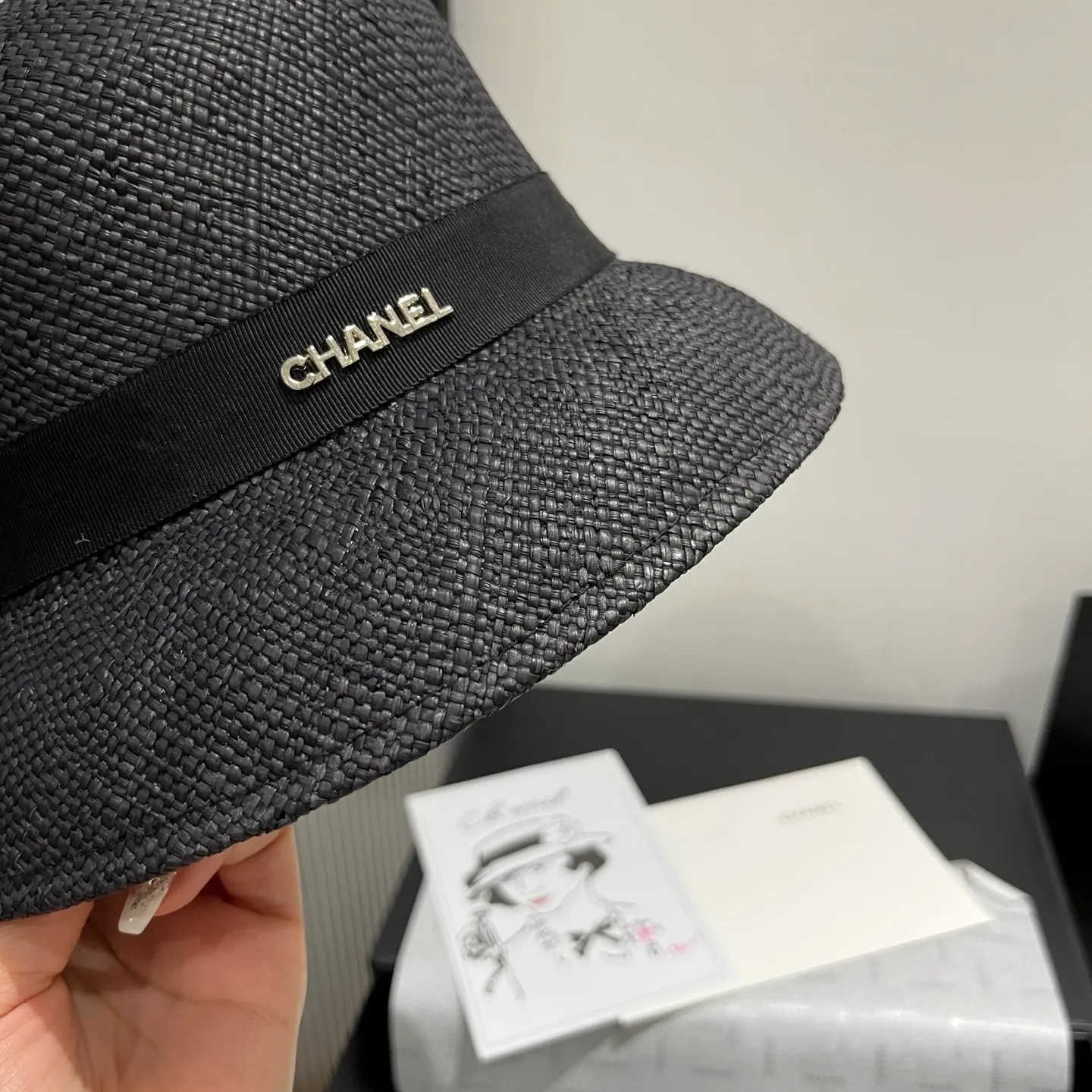 💰160 Chanel straw hat, advanced custom machine lady style top hat, head circumference 57cm