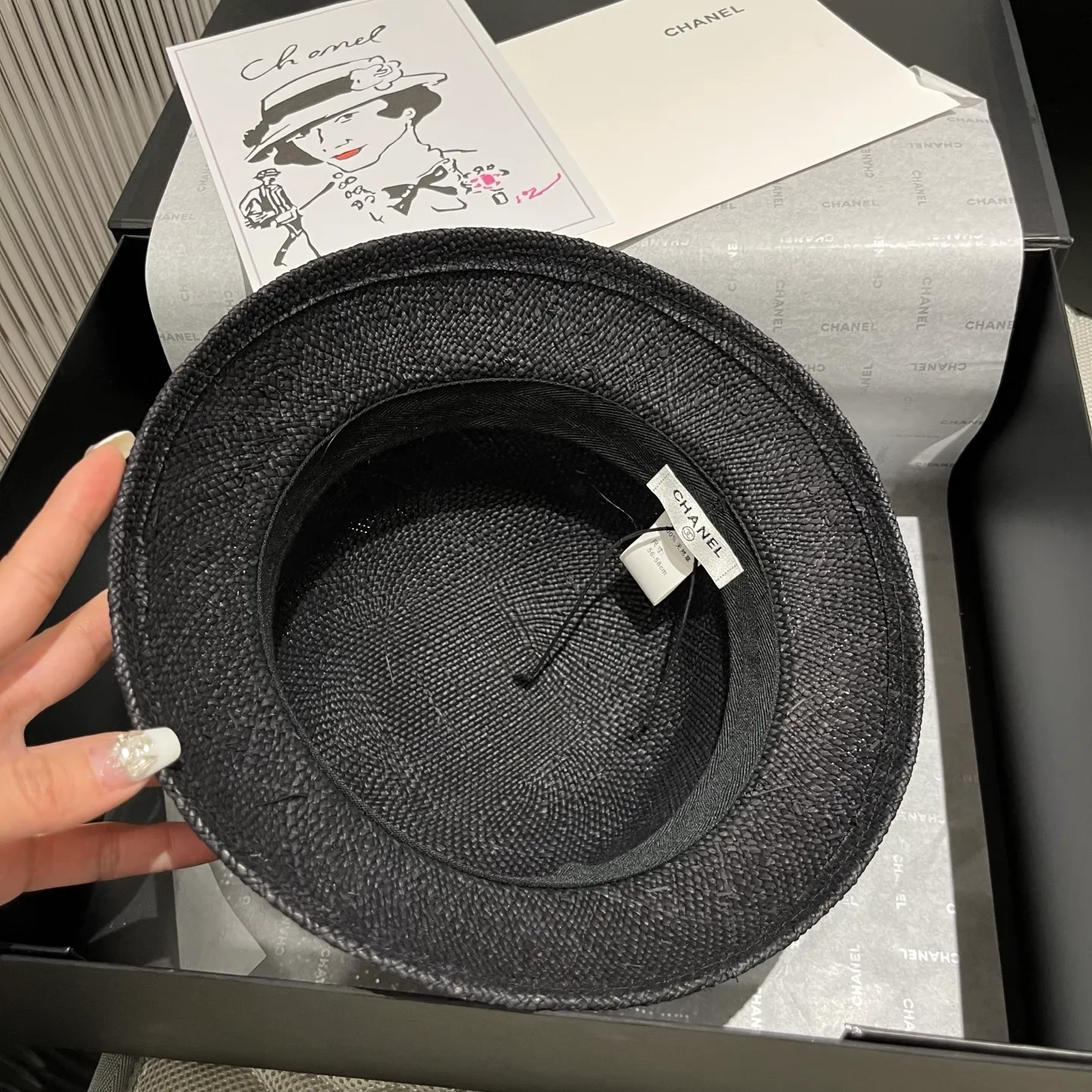 💰160 Chanel straw hat, advanced custom machine lady style top hat, head circumference 57cm
