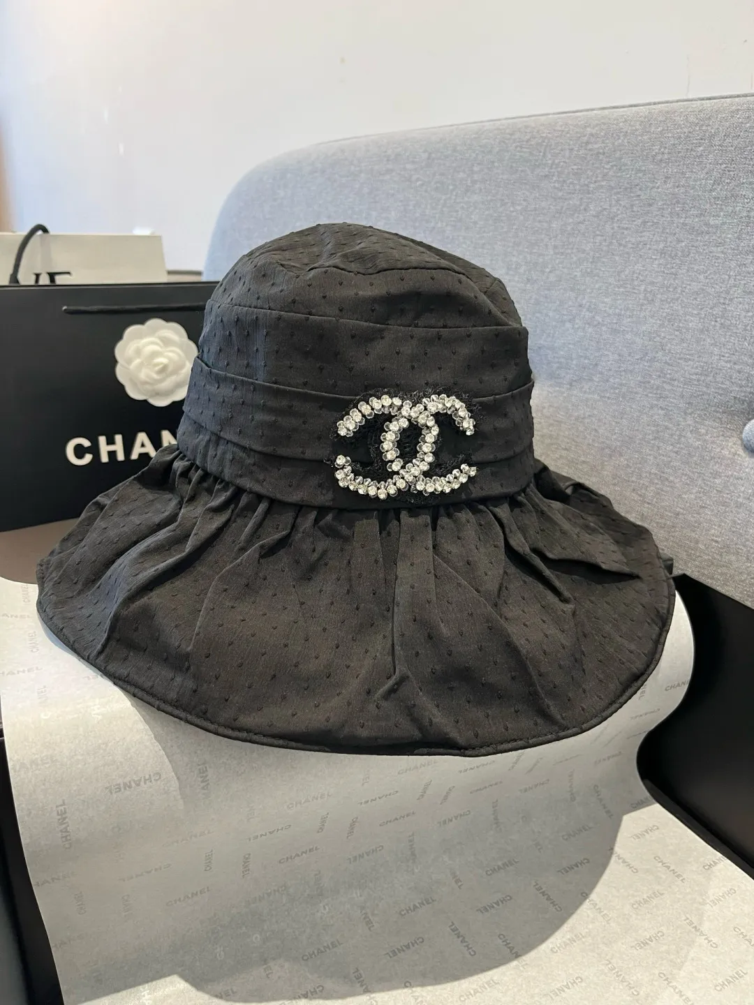 💰120¥ Chanel new ruffled sun hat, UV-proof lining, head circumference 57cm
