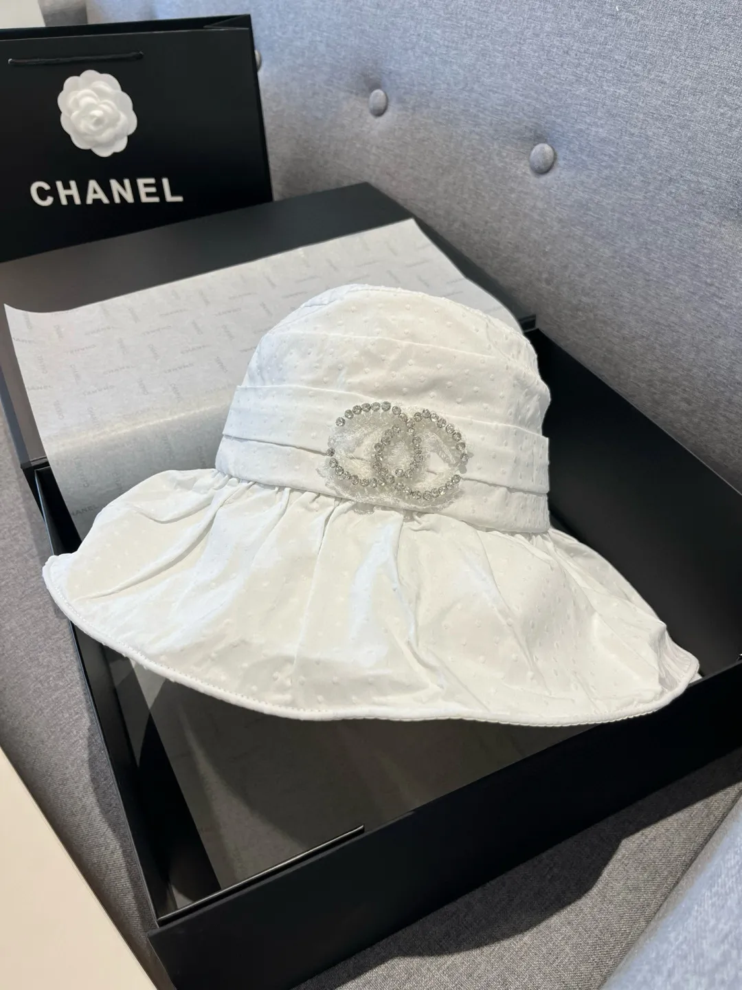 💰120¥ Chanel new ruffled sun hat, UV-proof lining, head circumference 57cm