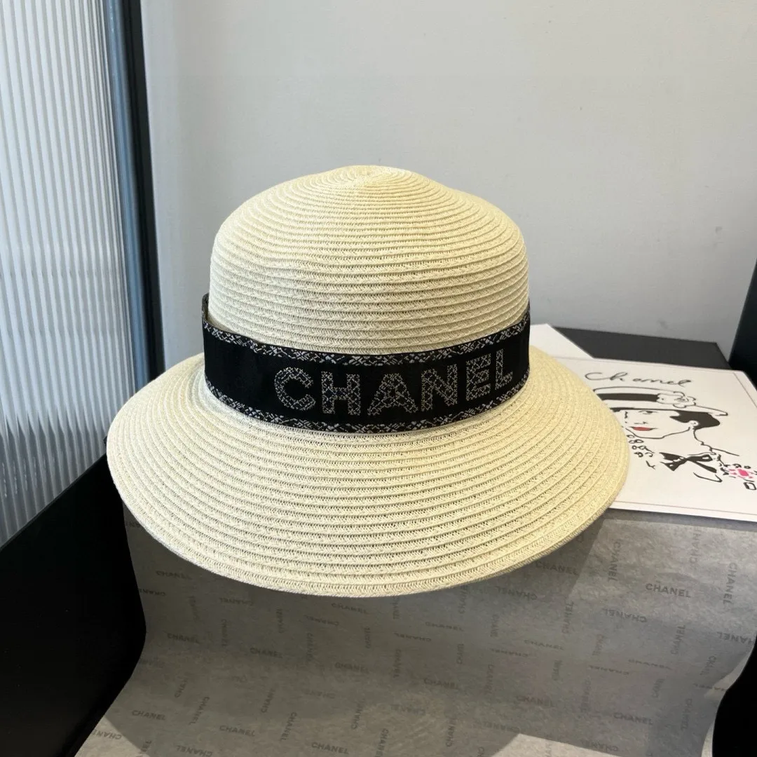 💰150¥ Chanel new straw hat, lady style sun hat, head circumference 57cm