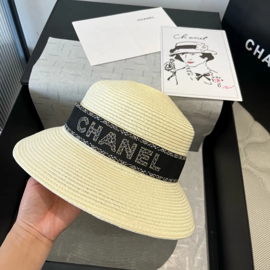💰150¥ Chanel new straw hat, lady style sun hat, head circumference 57cm