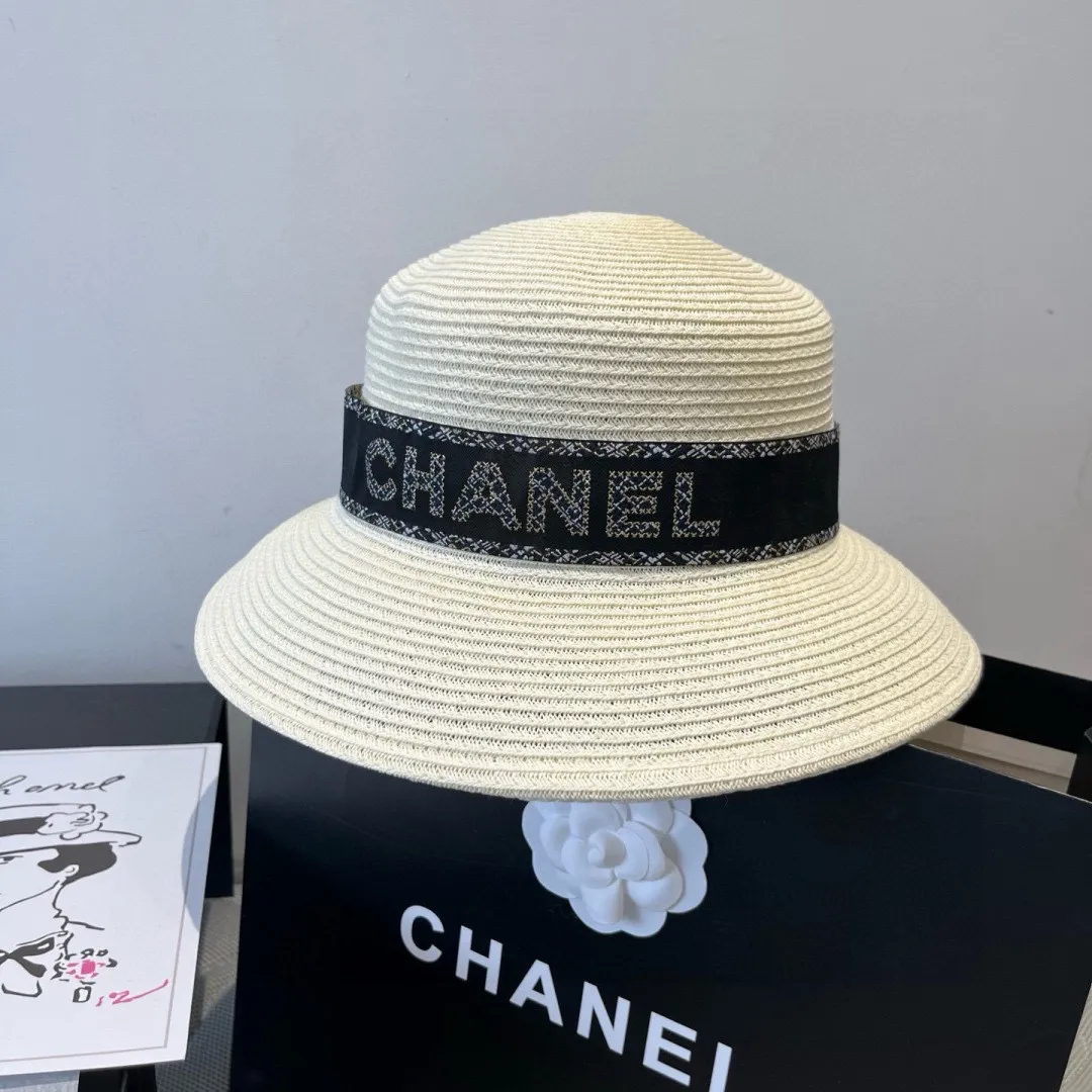 💰150¥ Chanel new straw hat, lady style sun hat, head circumference 57cm