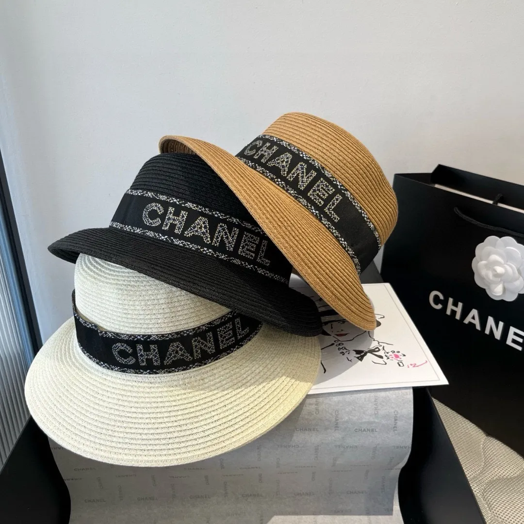 💰150¥ Chanel new straw hat, lady style sun hat, head circumference 57cm