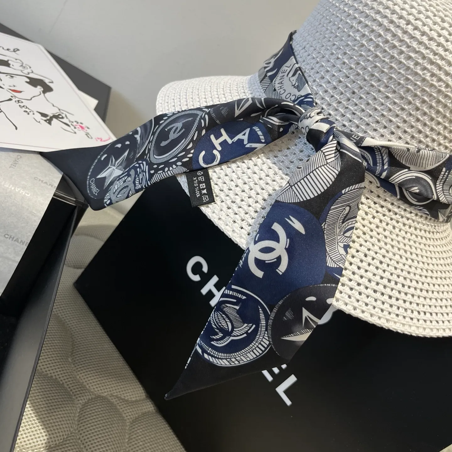 💰140¥ Chanel new straw hat, with silk ribbon, a must-have for fairies when traveling, head circumference 57cm