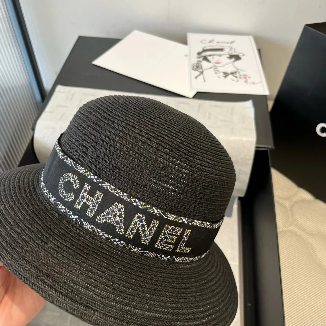💰150¥ Chanel new straw hat, lady style sun hat, head circumference 57cm