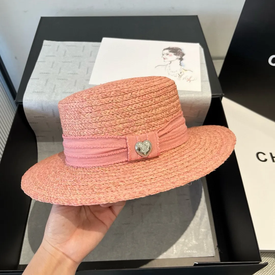💰140¥ Chanel new raffia hat, flat top sun hat, head circumference 57cm