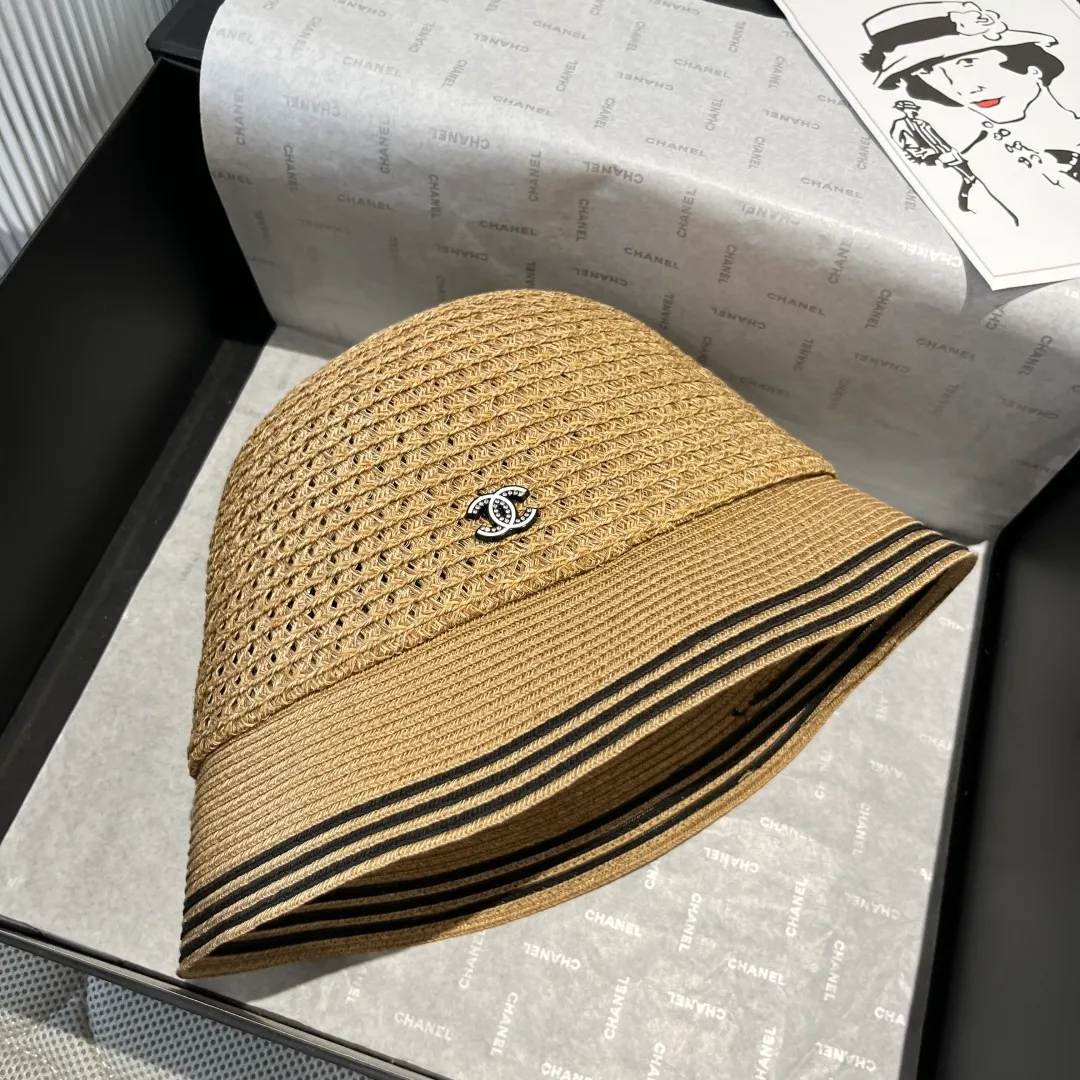 💰130¥ Chanel straw bucket hat, lady style, head circumference 57cm