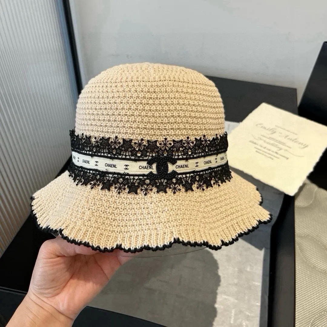 💰110¥ Chanel knitted handhook bucket hat, wavy edge top hat, head circumference 57cm