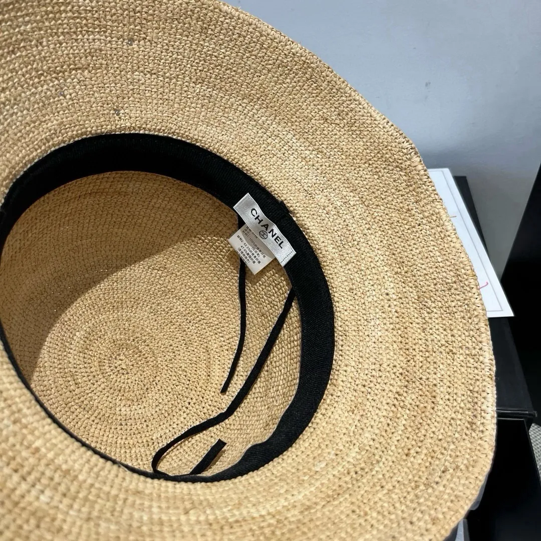 💰240@Chanel Chanel's new raffia straw hat, purely hand-crocheted, lantern straw hat, super heavy-duty, head circumference 57cm