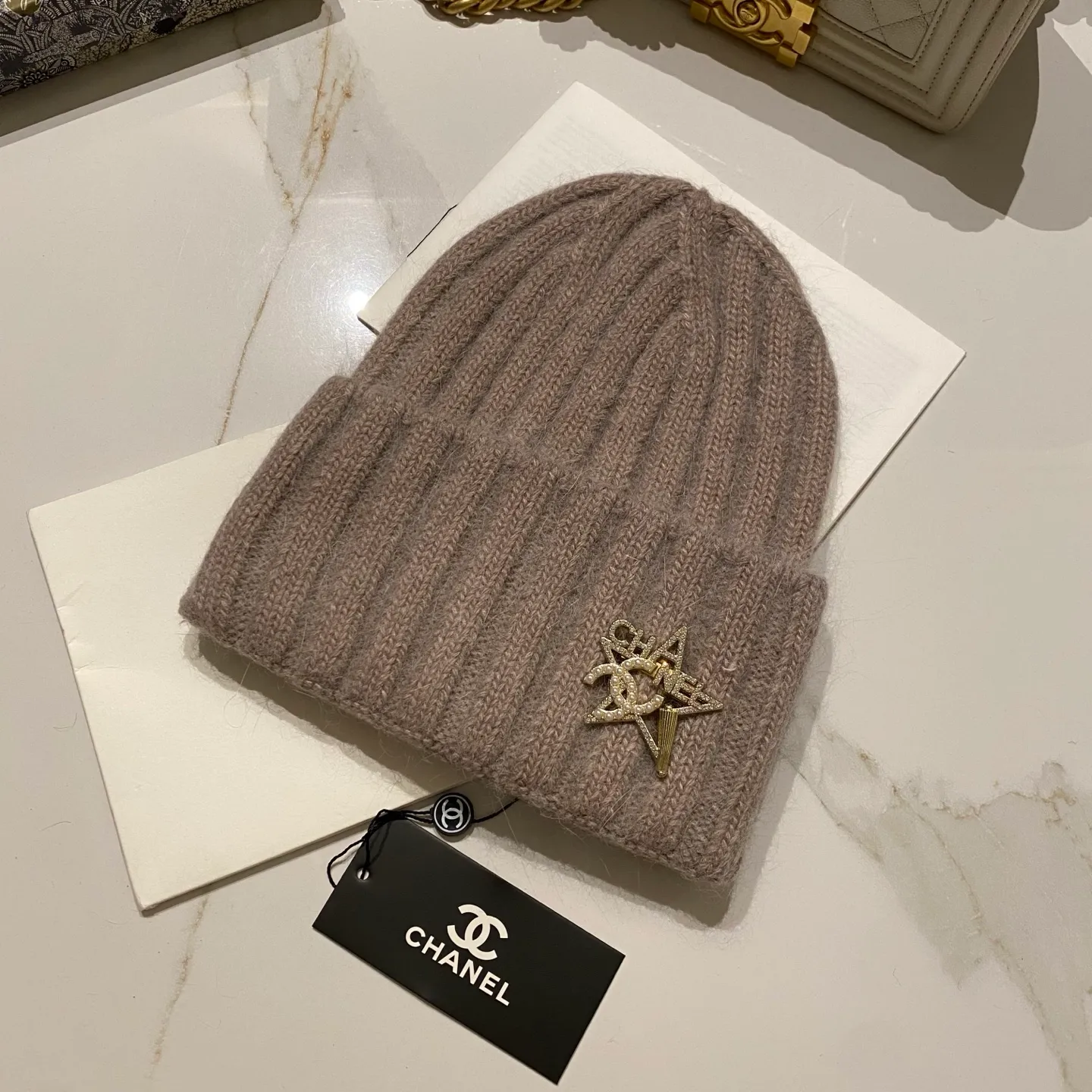 Chanel Chanel rabbit fur knitted hat