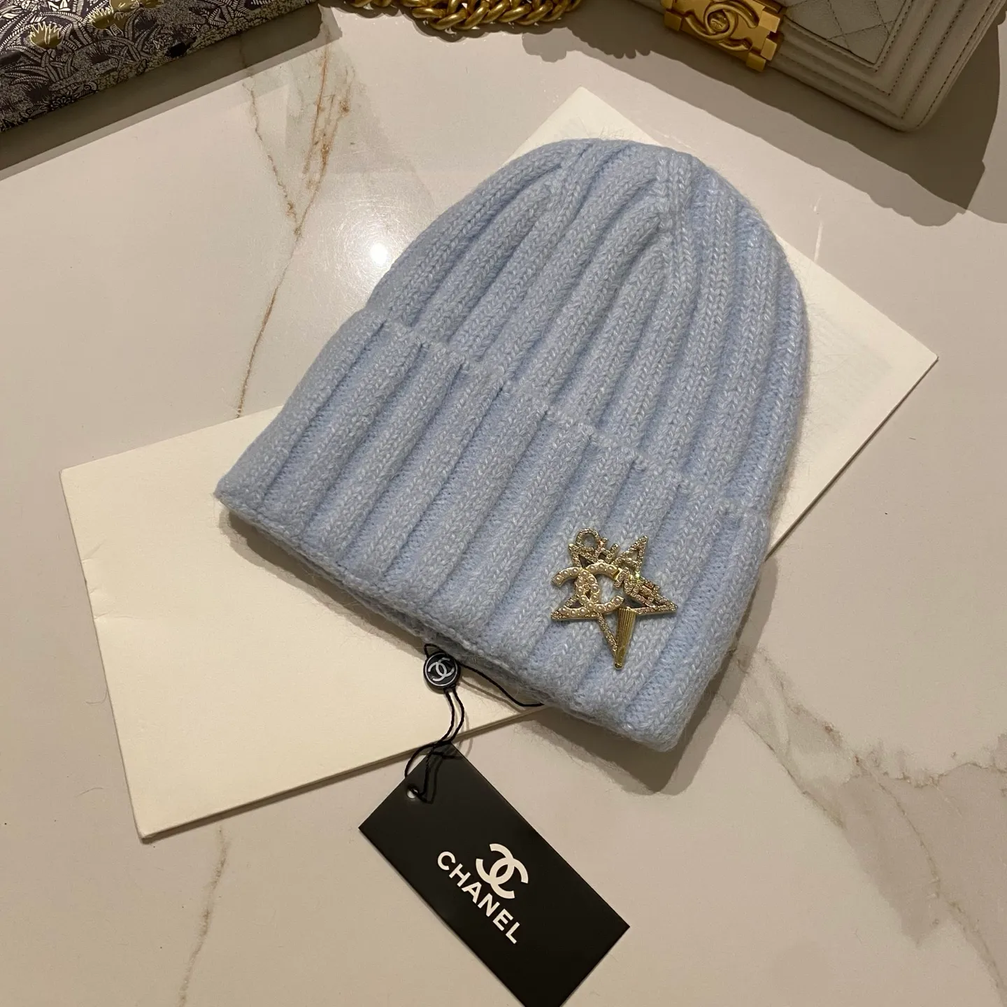 Chanel Chanel rabbit fur knitted hat