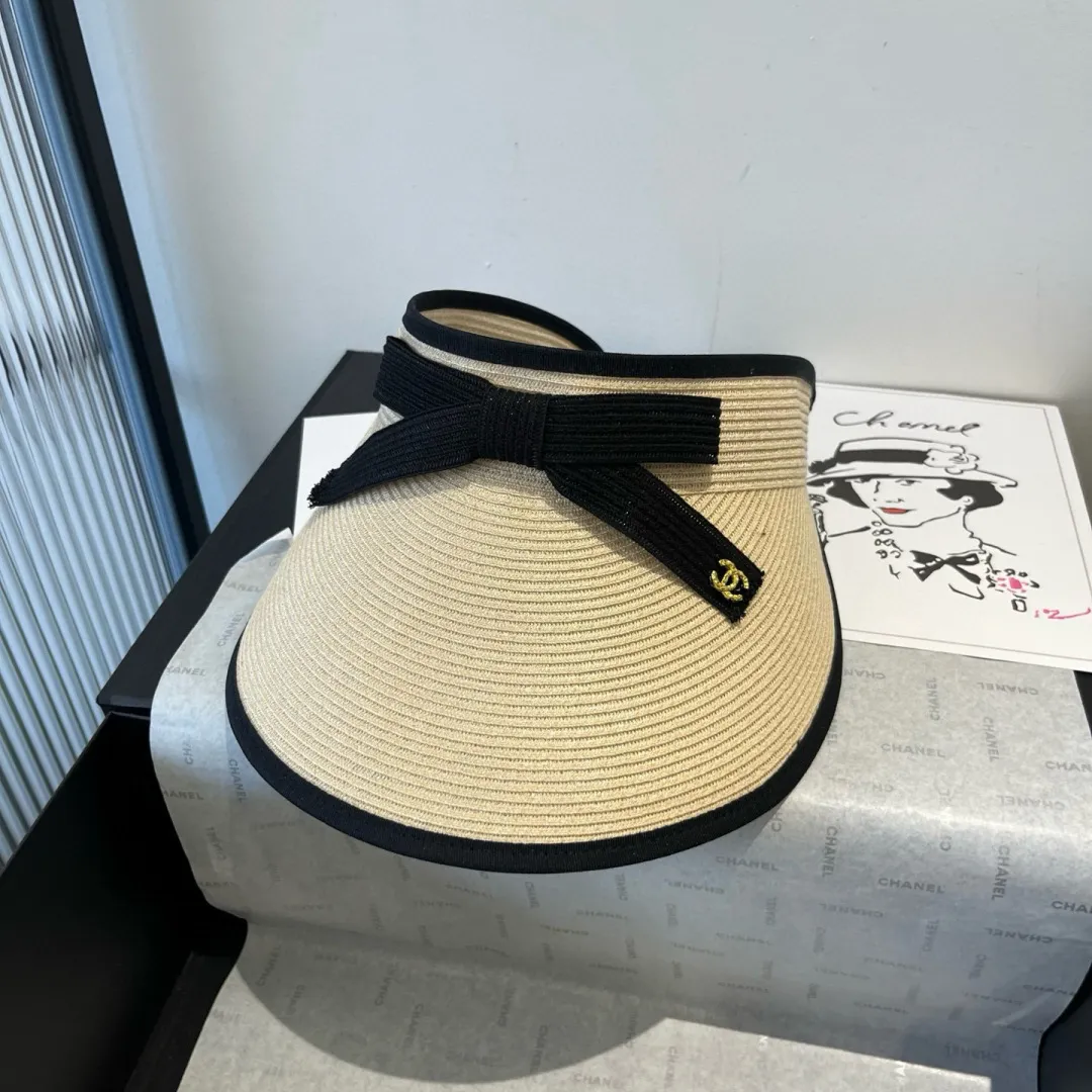 💰120¥ Chanel empty top sun hat, PP straw fabric, adjustable