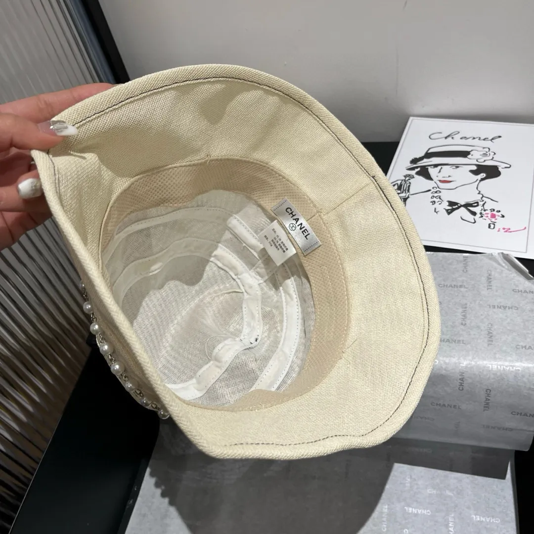 💰100¥ Chanel cotton and linen hat, bucket hat, head circumference 57cm