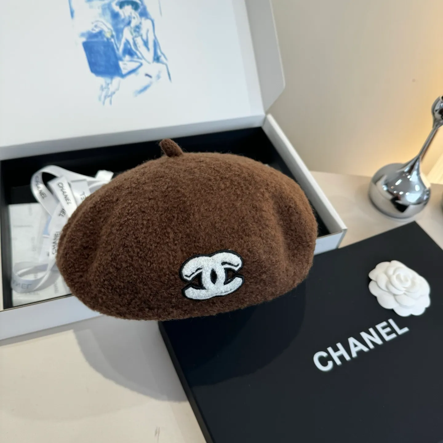 💰120¥ Chanel wool beret, pumpkin hat, 100% wool🦙 fabric, head circumference 57cm
