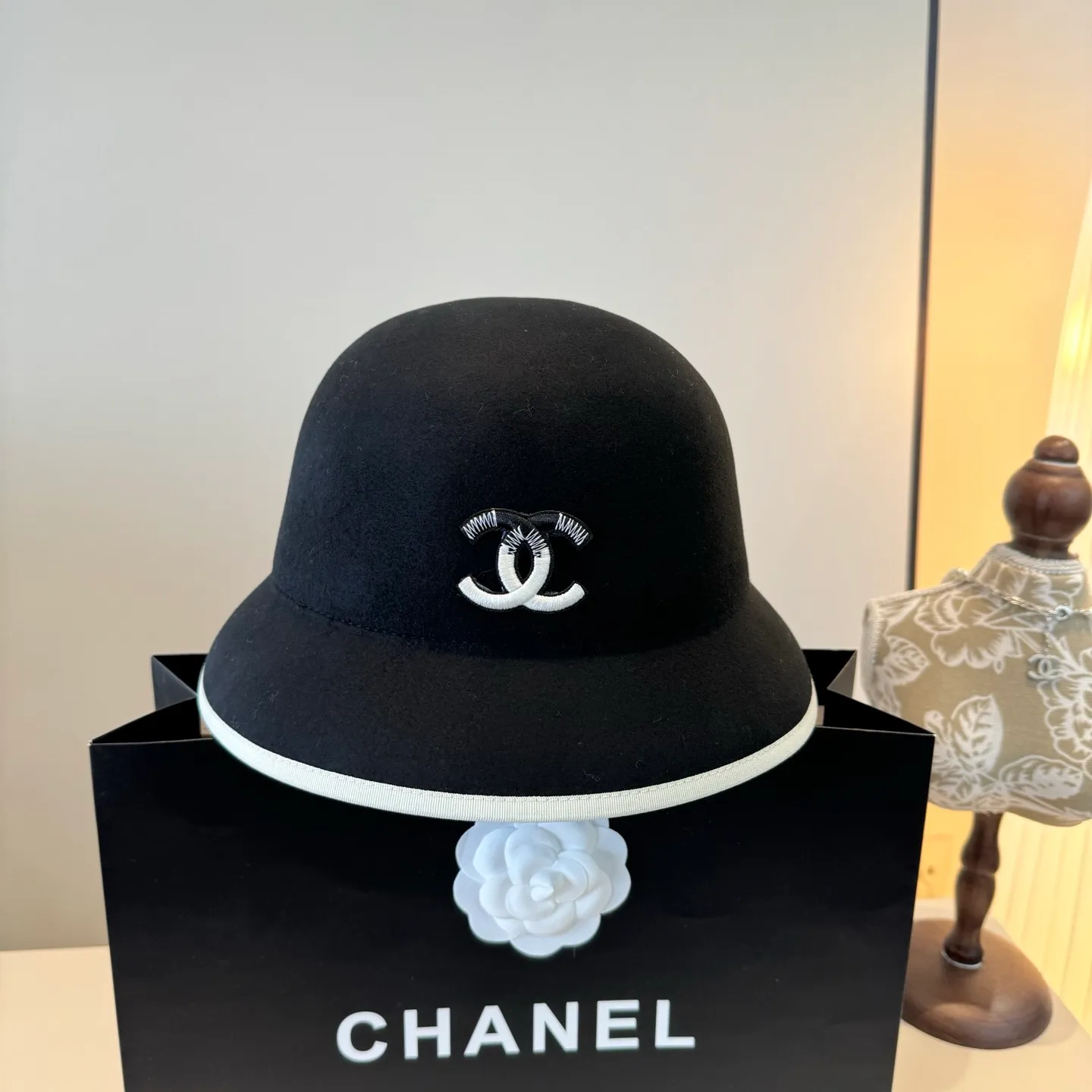 💰180¥ Chanel basin hat, 100% wool fabric 🦙%, head circumference 57cm