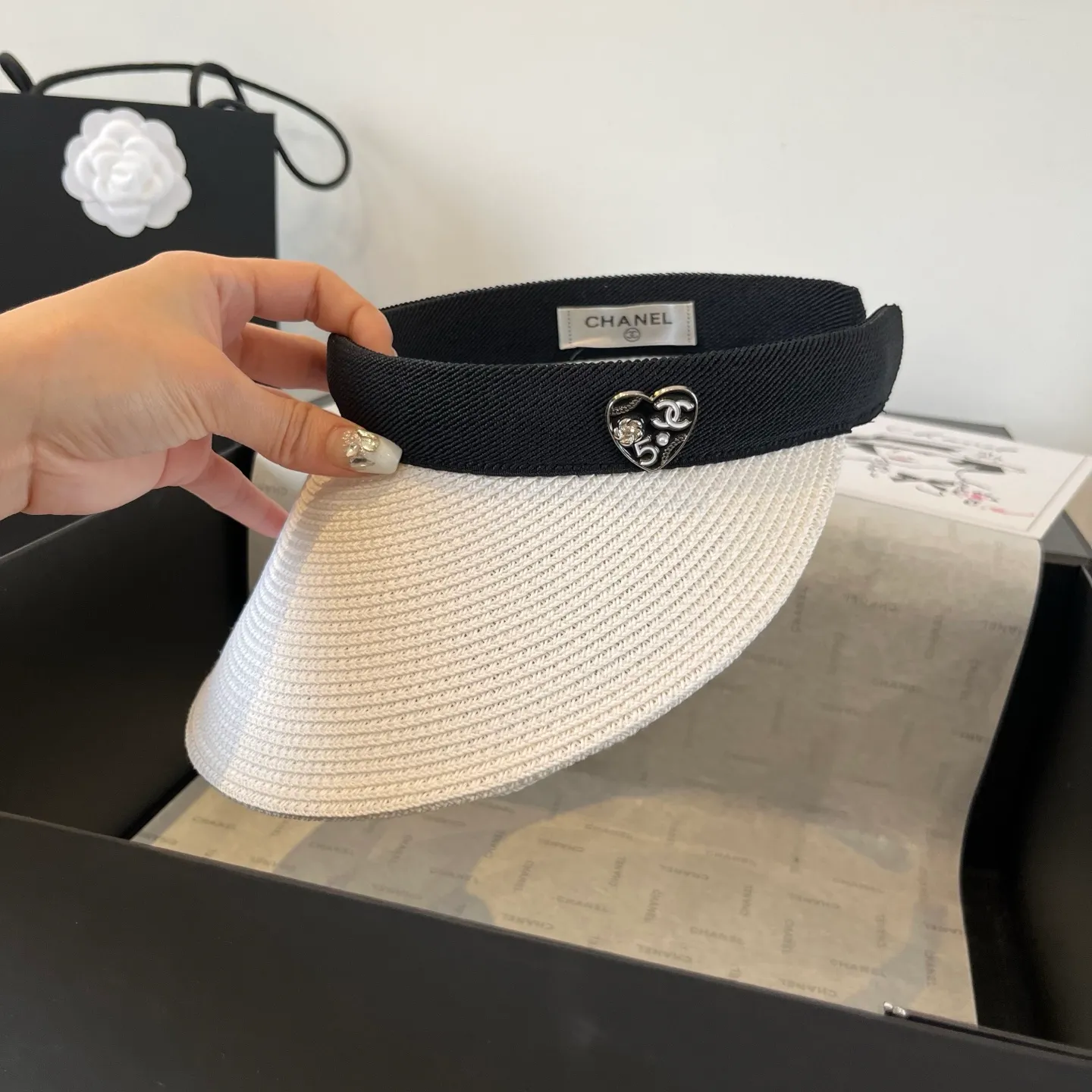 💰90¥ Chanel Chanel headband sun hat empty top straw hat