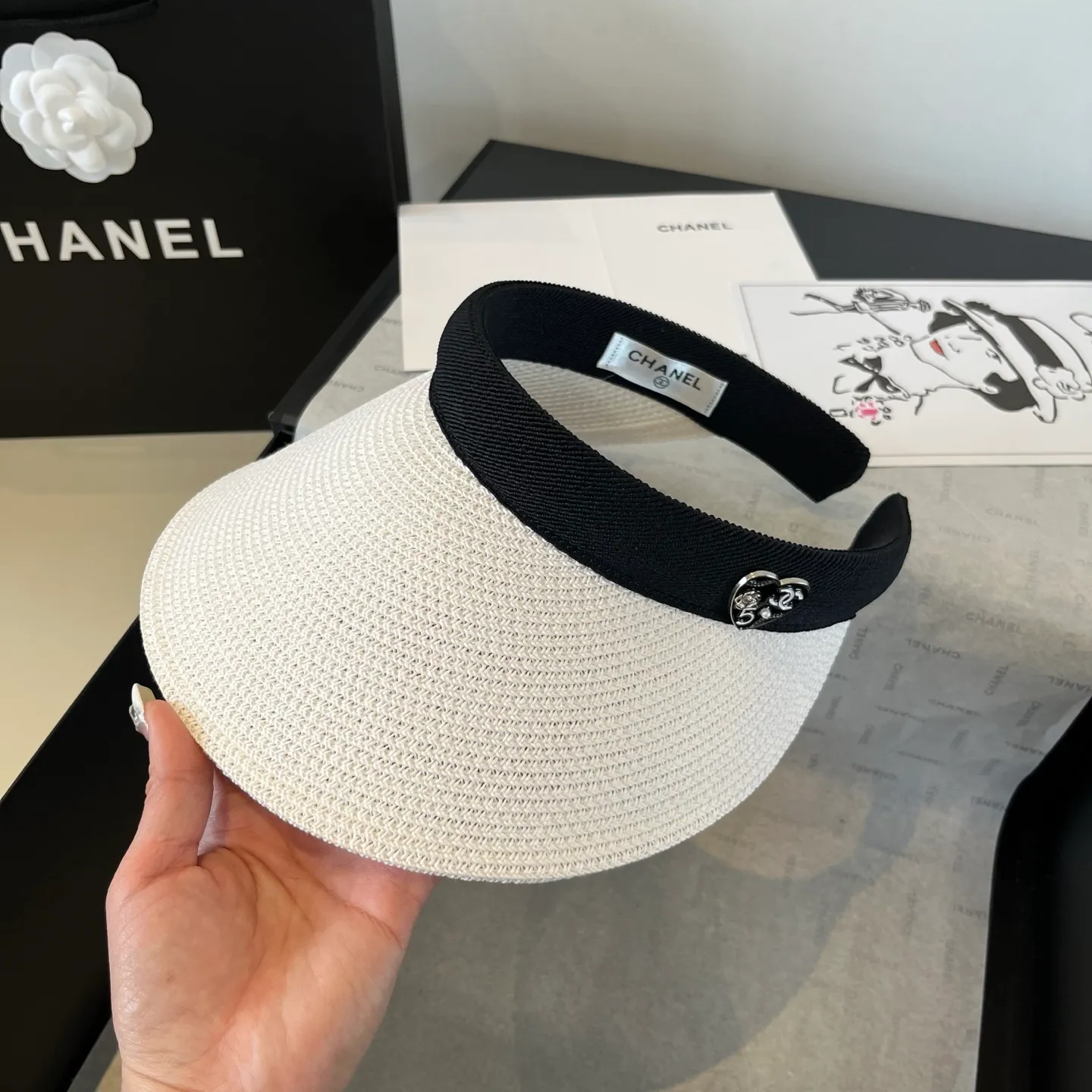 💰90¥ Chanel Chanel headband sun hat empty top straw hat