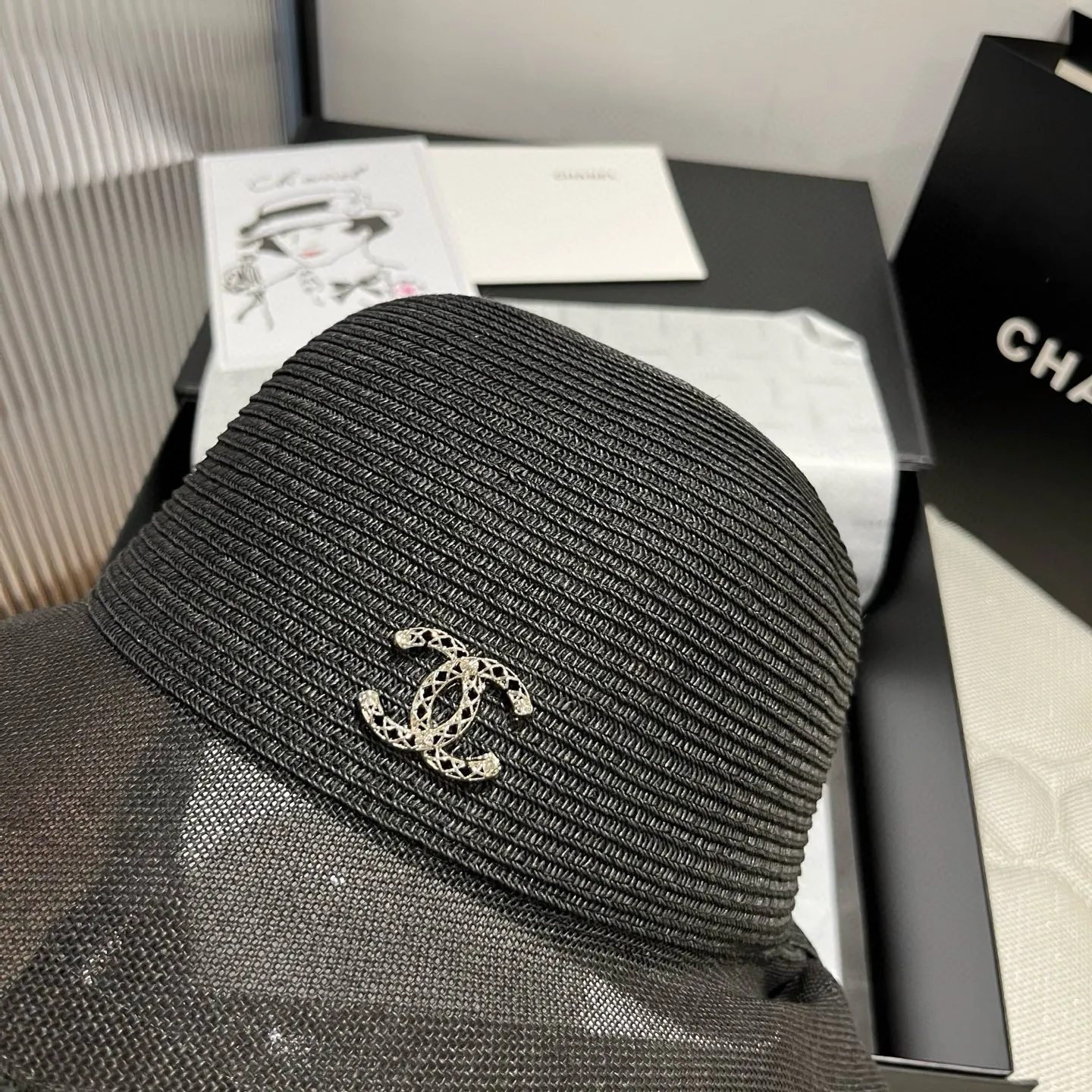 💰140¥ Chanel straw hat, advanced customization, head circumference 57cm.