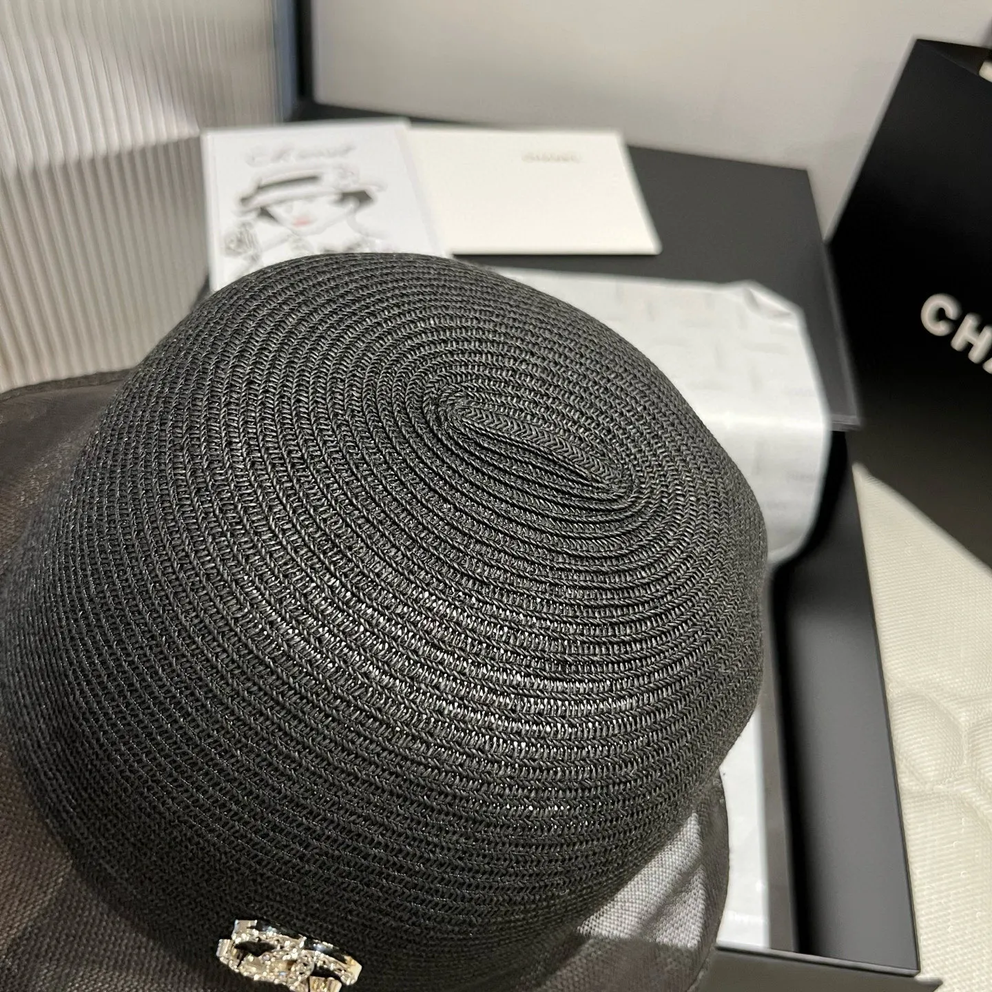 💰140¥ Chanel straw hat, advanced customization, head circumference 57cm.
