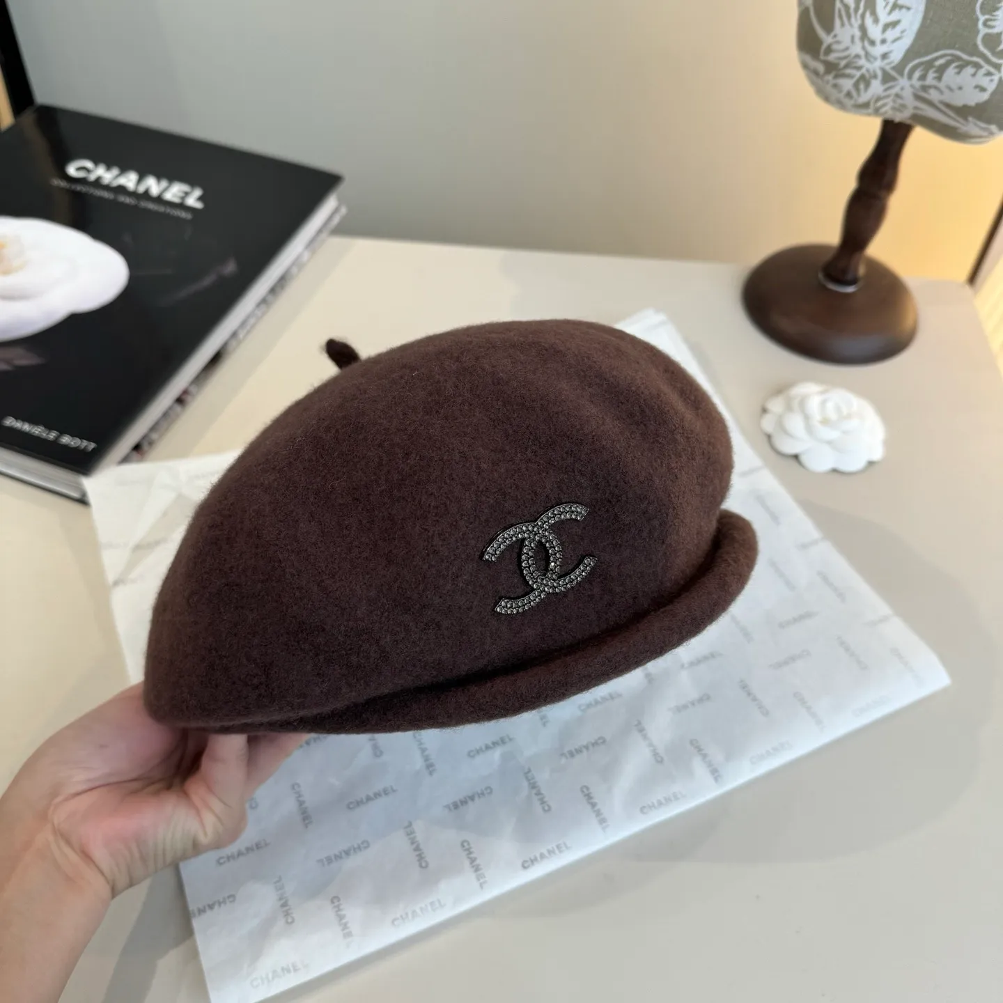 💰120¥ Chanel wool beret, pumpkin hat, 100% wool🦙 fabric, head circumference 57cm