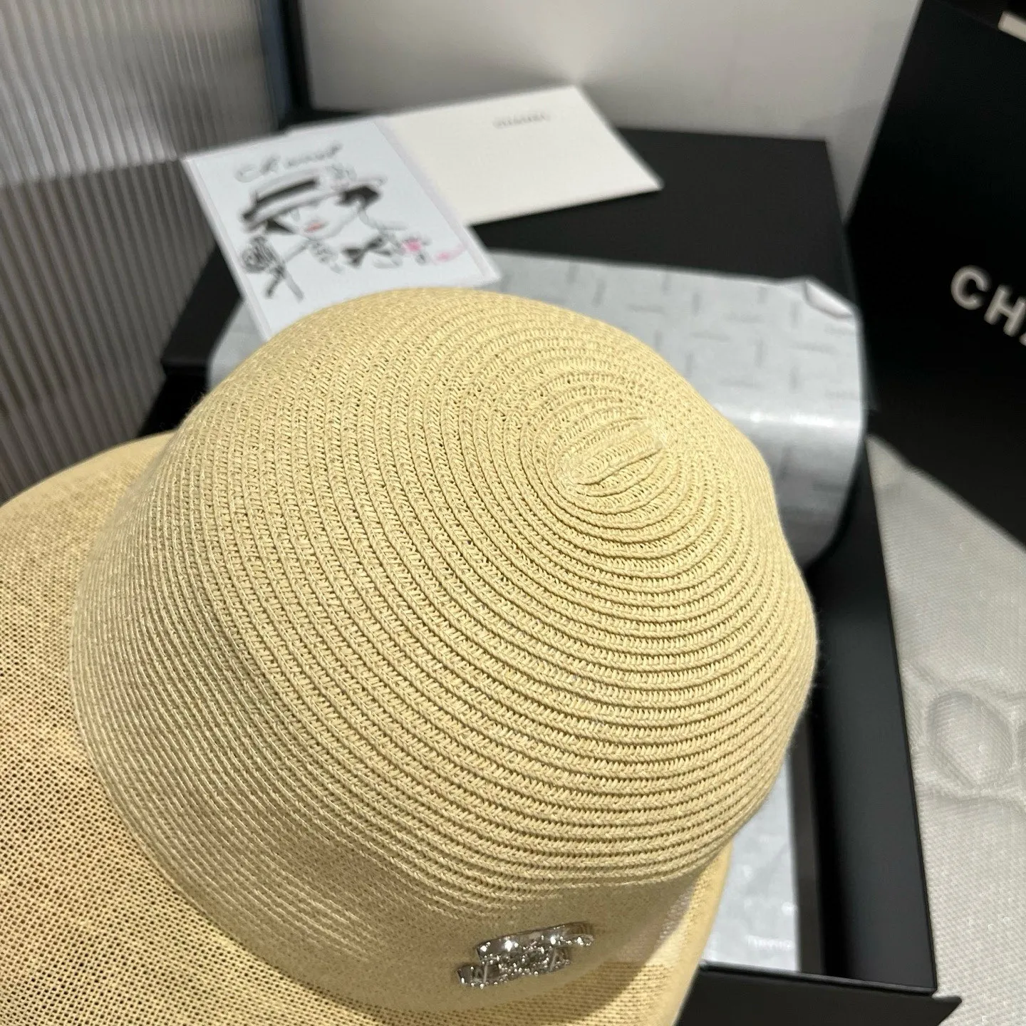 💰140¥ Chanel straw hat, advanced customization, head circumference 57cm.