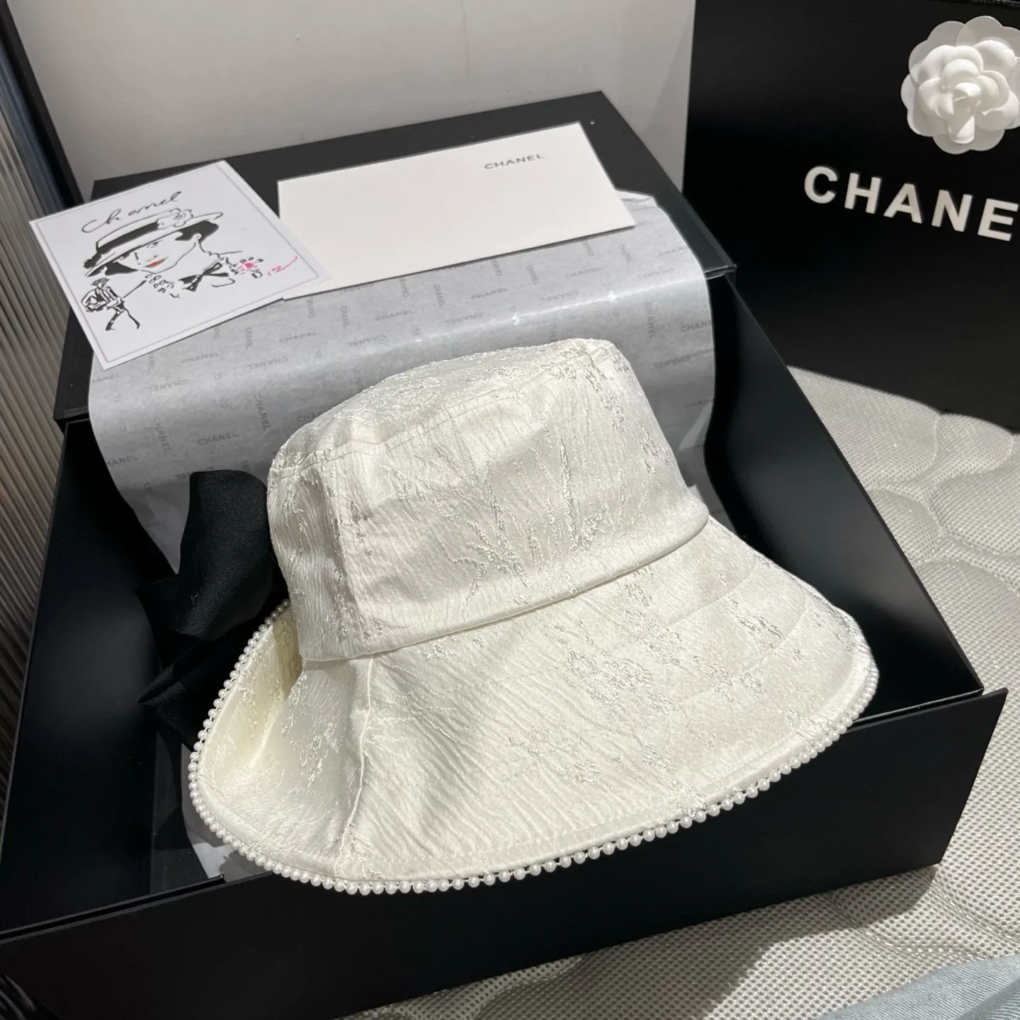 💰130¥ Chanel Chanel high-end bow bucket hat, sun hat, spring and autumn new style, head circumference 57cm
