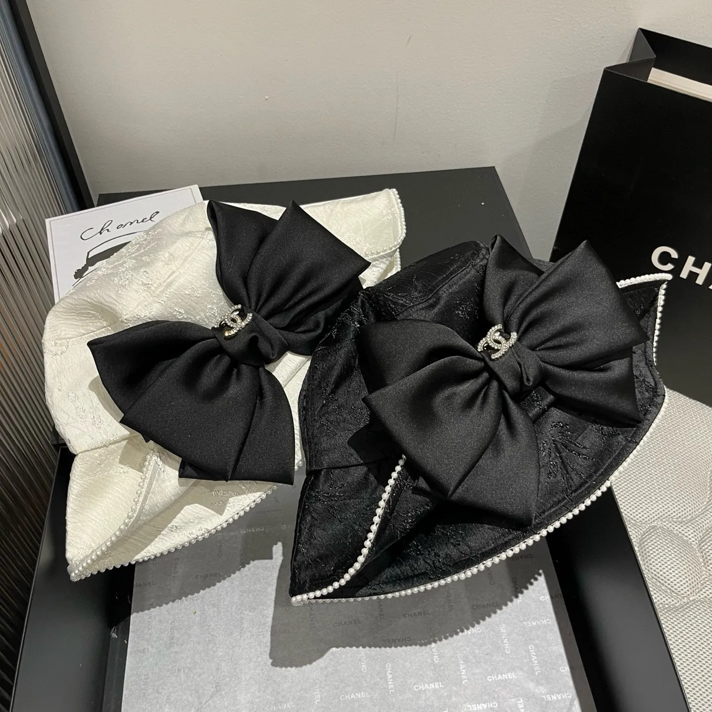 💰130¥ Chanel Chanel high-end bow bucket hat, sun hat, spring and autumn new style, head circumference 57cm