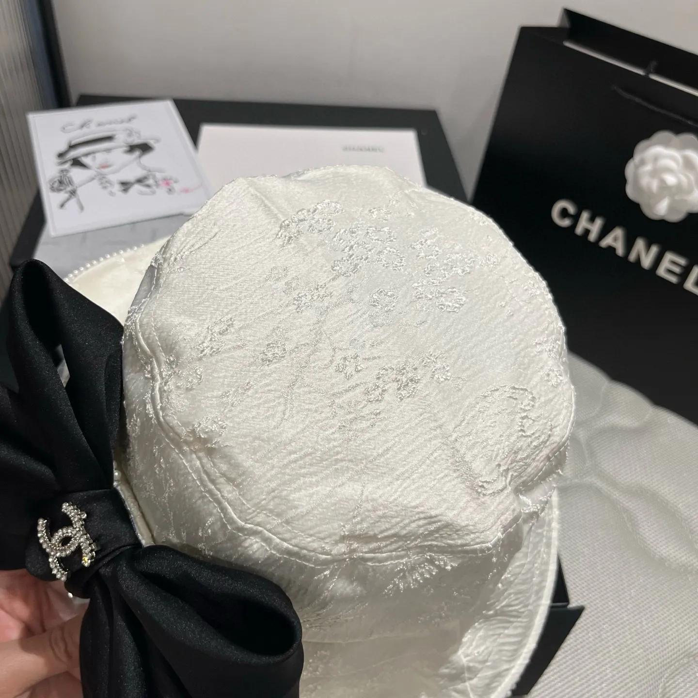 💰130¥ Chanel Chanel high-end bow bucket hat, sun hat, spring and autumn new style, head circumference 57cm