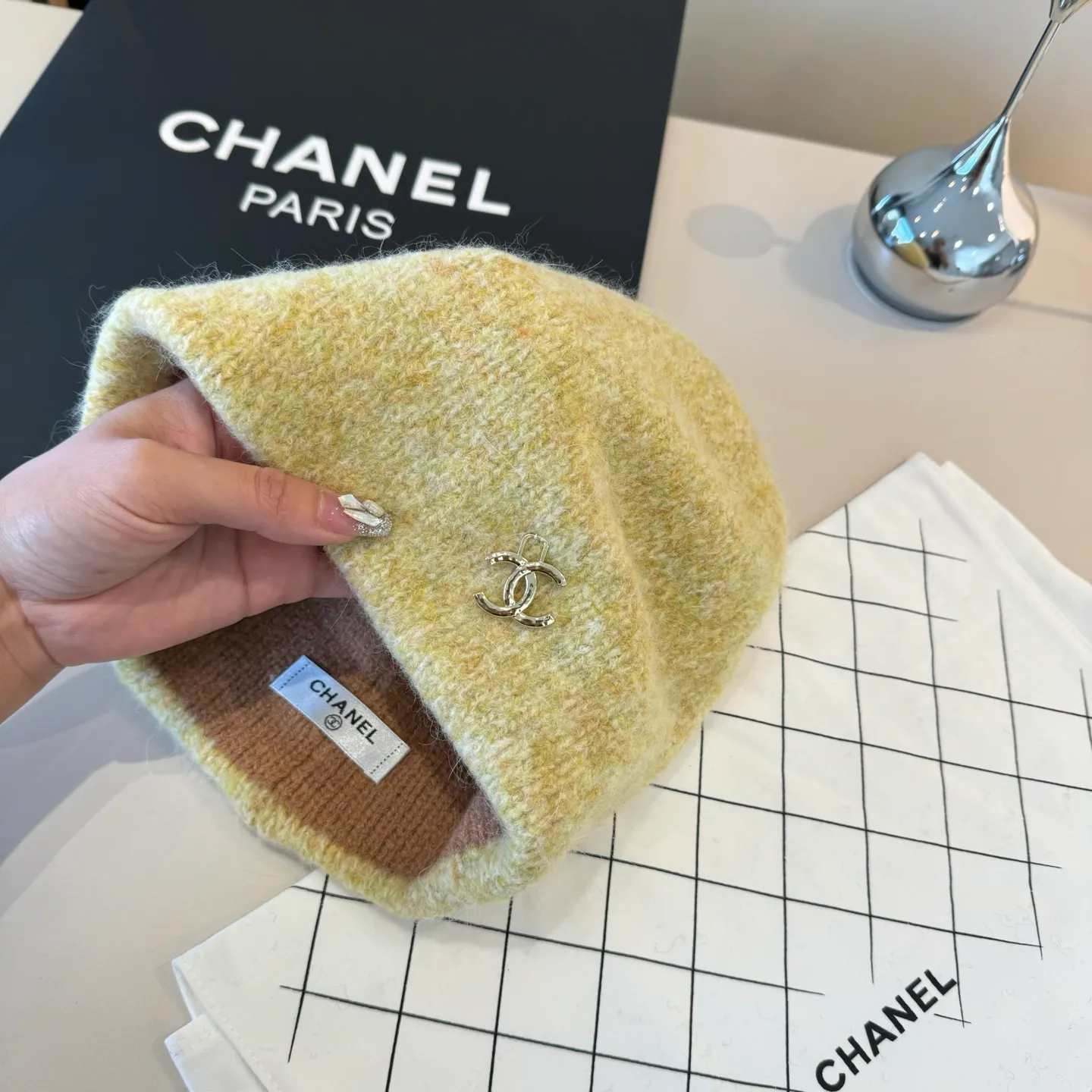 💰100¥ Chanel wool beanie, 100% wool🦙 fabric, head circumference 57cm