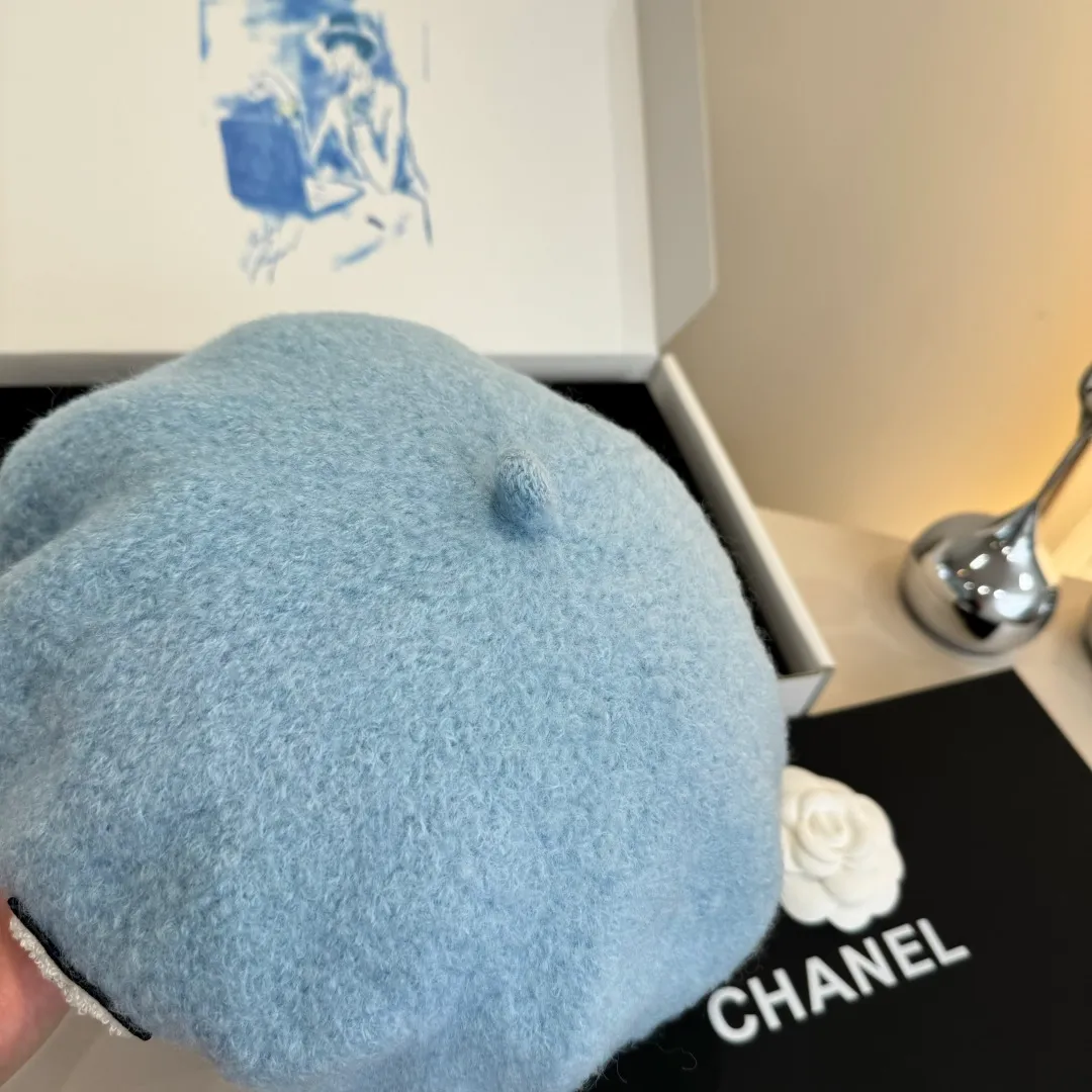 💰120¥ Chanel wool beret, pumpkin hat, 100% wool🦙 fabric, head circumference 57cm