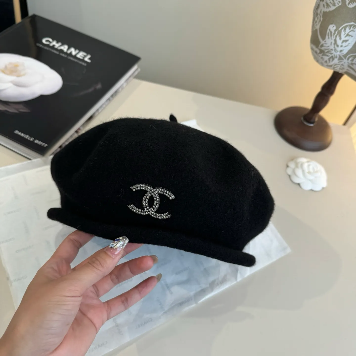 💰120¥ Chanel wool beret, pumpkin hat, 100% wool🦙 fabric, head circumference 57cm