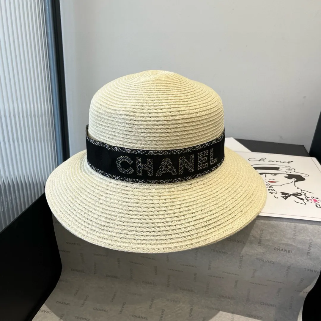 💰160¥ Chanel new straw hat, lady style sun hat, head circumference 57cm