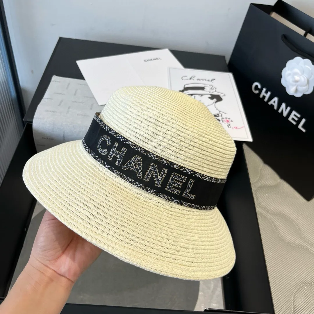 💰160¥ Chanel new straw hat, lady style sun hat, head circumference 57cm