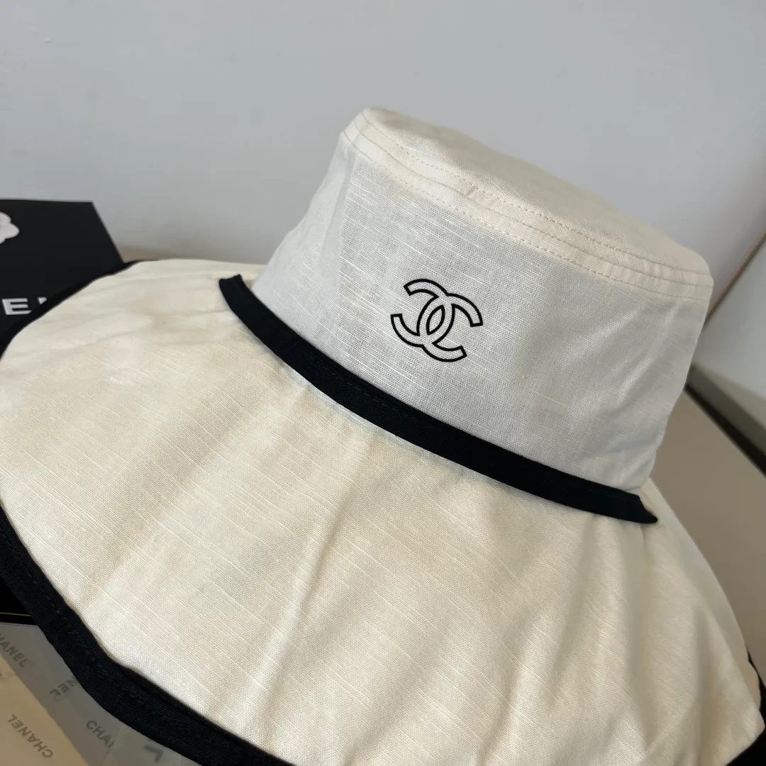 120¥ Chanel large brim bucket hat, canvas hat, simple internet celebrity style, head circumference 57cm