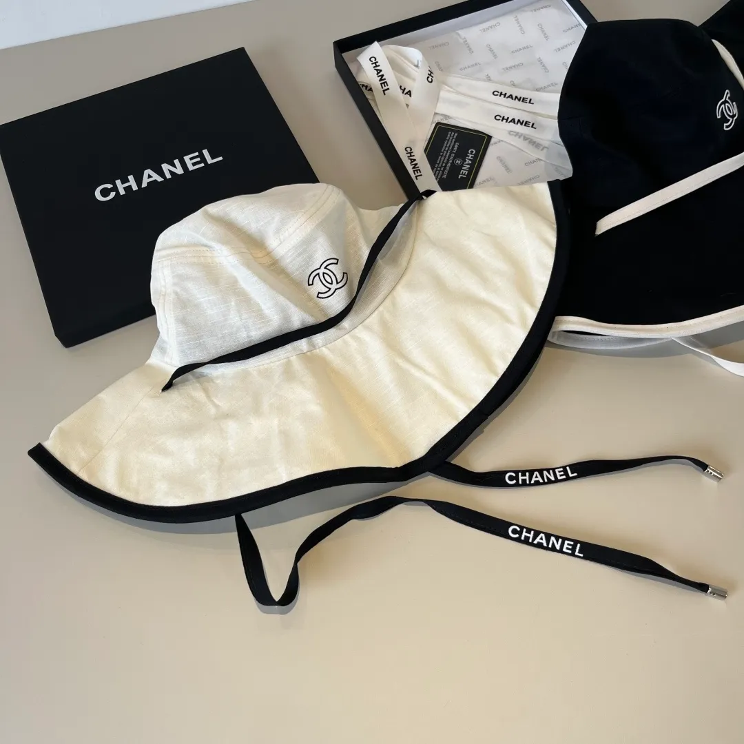 120¥ Chanel large brim bucket hat, canvas hat, simple internet celebrity style, head circumference 57cm
